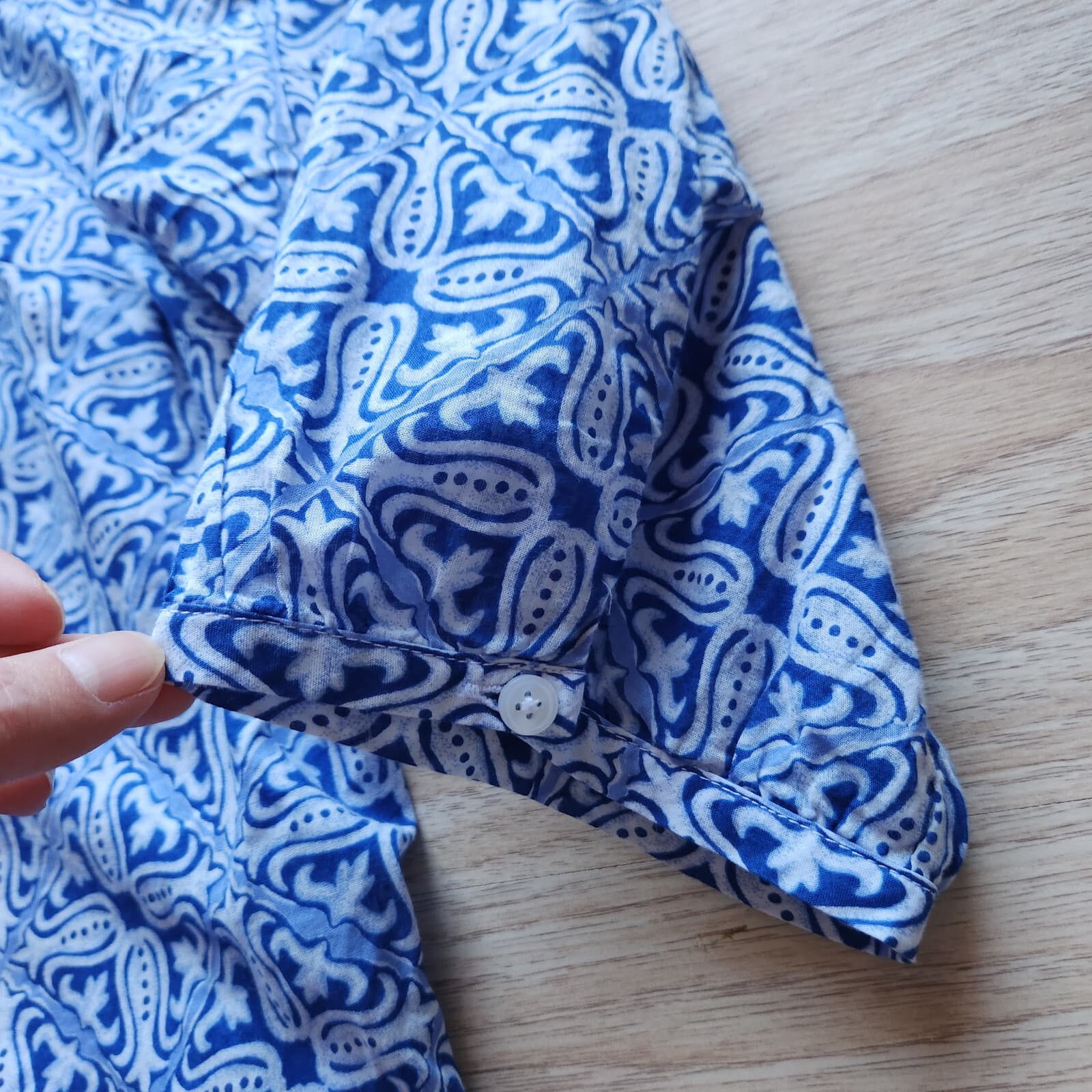 NWoT Talbots Floral Tunic Top 3/4 Sleeve Button Down Blue White Cotton Women X - Thumbnail 7