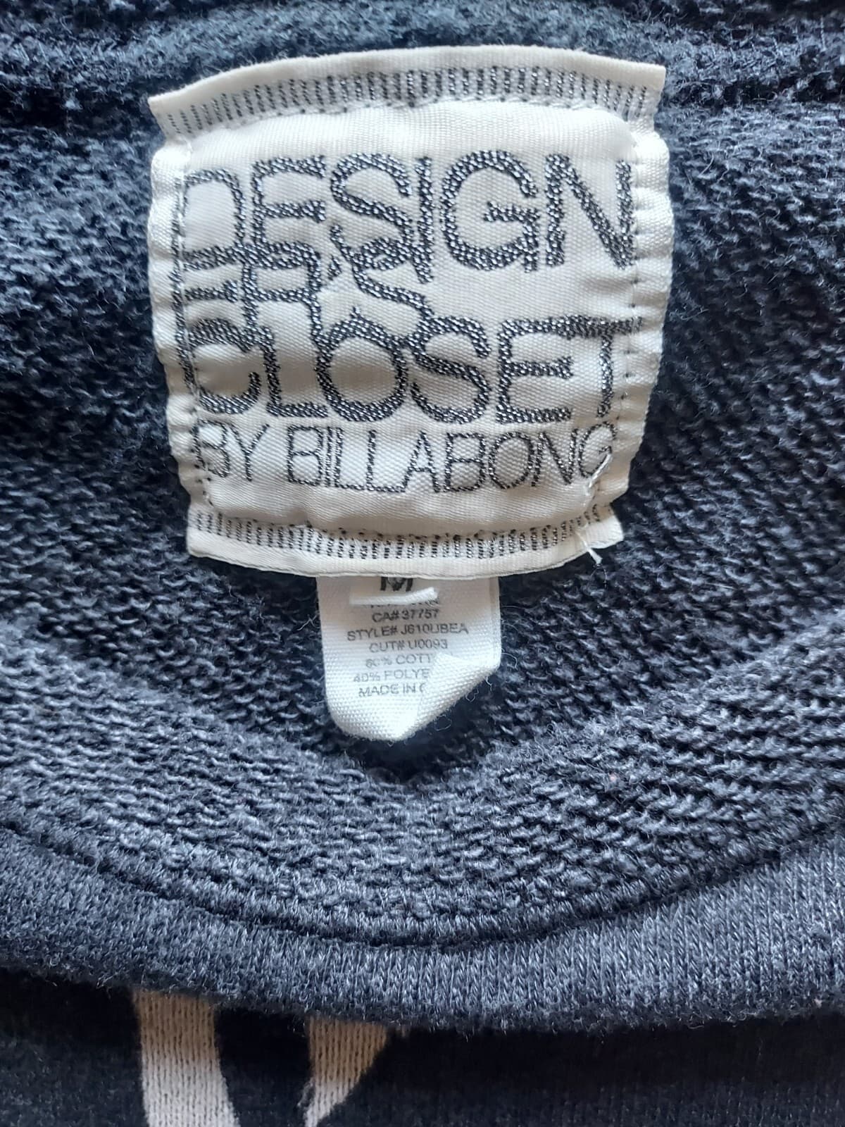 Billabong Designer's Closet Bird Terry Knit Top 3/4 Sleeve Black Grey Women M - Thumbnail 7