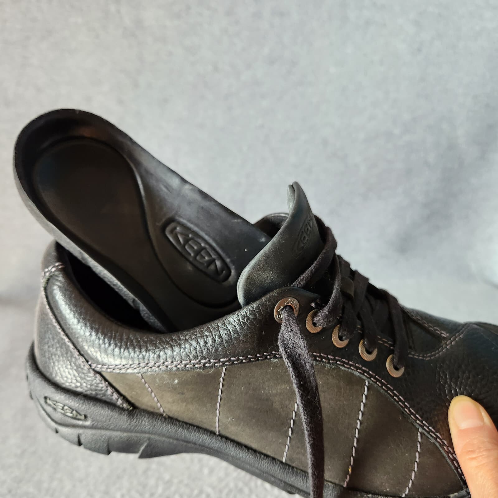 Keen Presidio Leather Hiking Walking Comfort Sneakers Lace Up Black Women US6.5 - Thumbnail 10