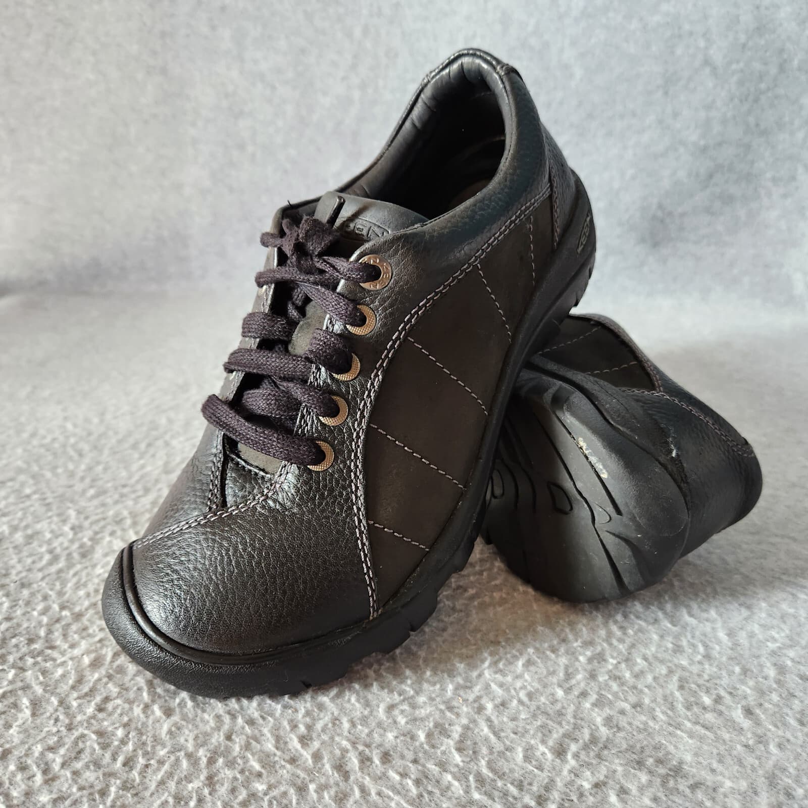 Keen Presidio Leather Hiking Walking Comfort Sneakers Lace Up Black Women US6.5 - Thumbnail 3