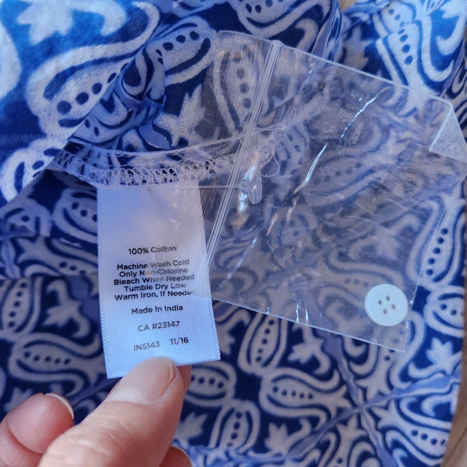 NWoT Talbots Floral Tunic Top 3/4 Sleeve Button Down Blue White Cotton Women X - Thumbnail 8