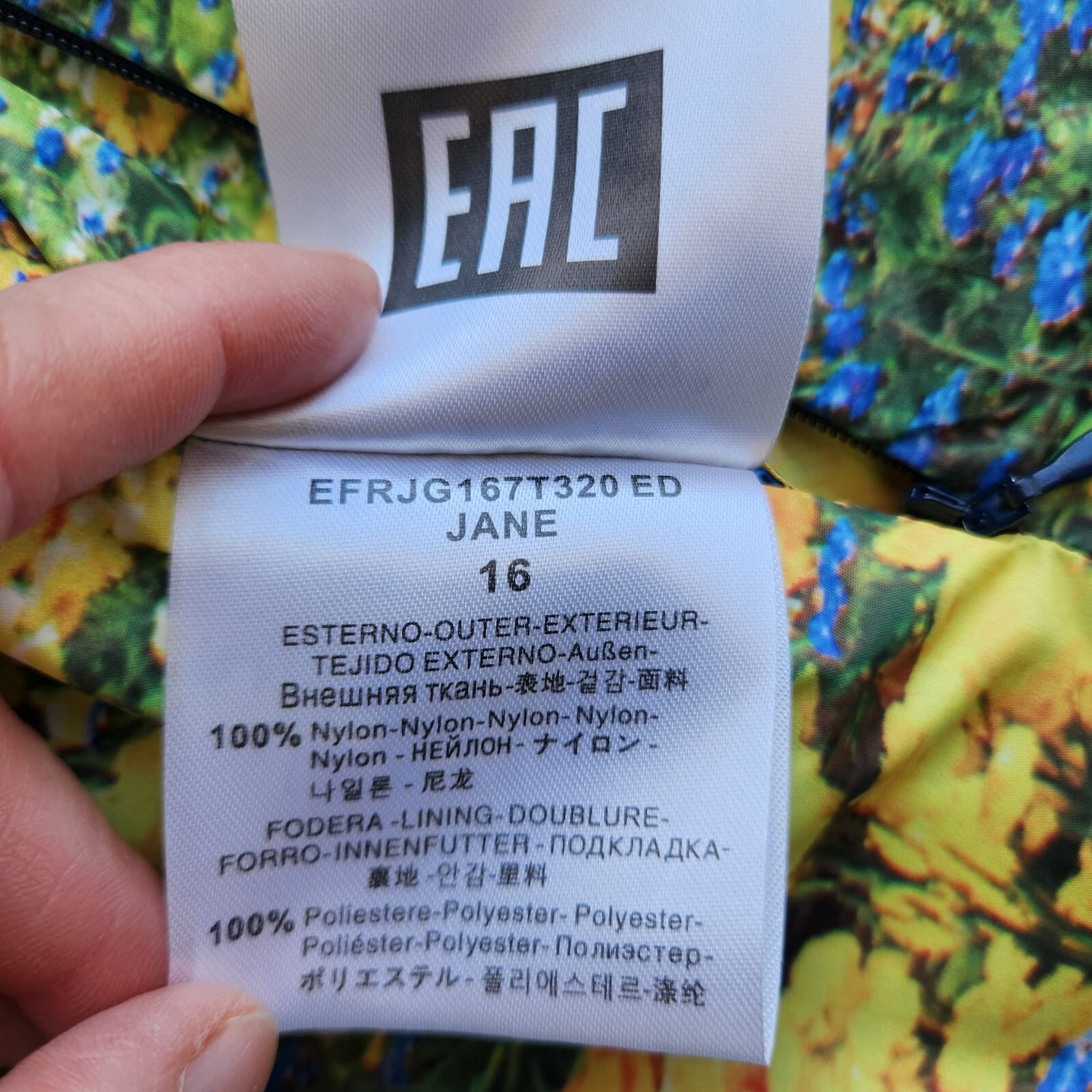 FREEDOMDAY Jane Puffer Hooded Reversibel Jacket Zip-Up Floral Solid Blue Girl 16 - Thumbnail 8