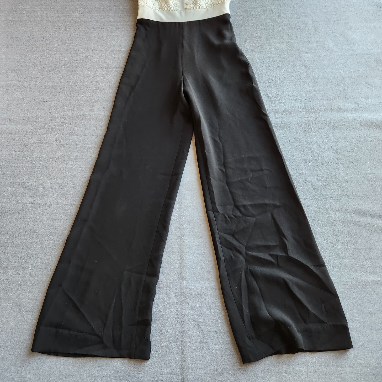 Diane Von Furstenberg $598 Tavita Lace Wide Leg Jumpsuit White Black Sz.0 - Thumbnail 12