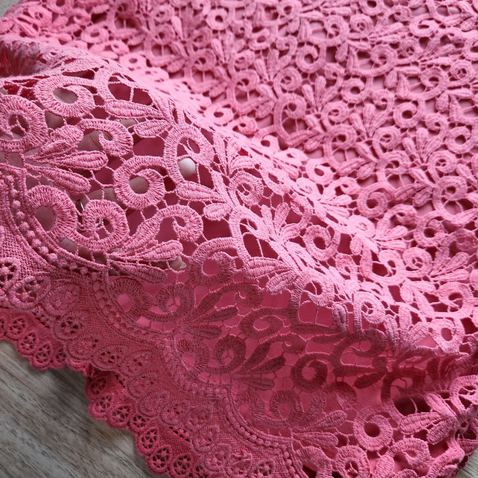 Lauren Ralph Lauren Pink Lace Sheath Dress Cap-Sleeve Zip 100% Cotton Women 10 - Thumbnail 6