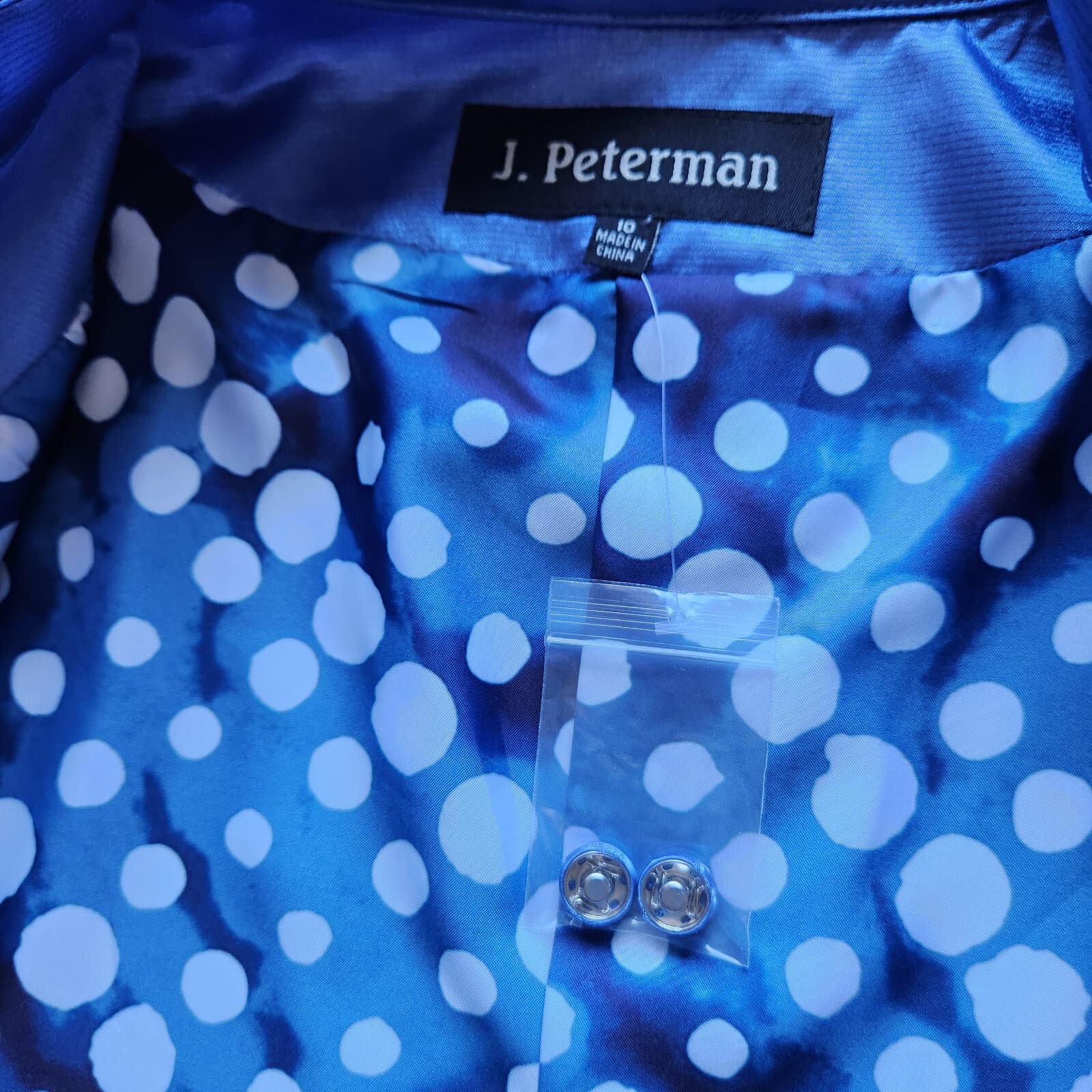 NWoT J. Peterman Satin Bomber Jacket Zip-Up Pocket Lined Blue Women's 10 - Thumbnail 10