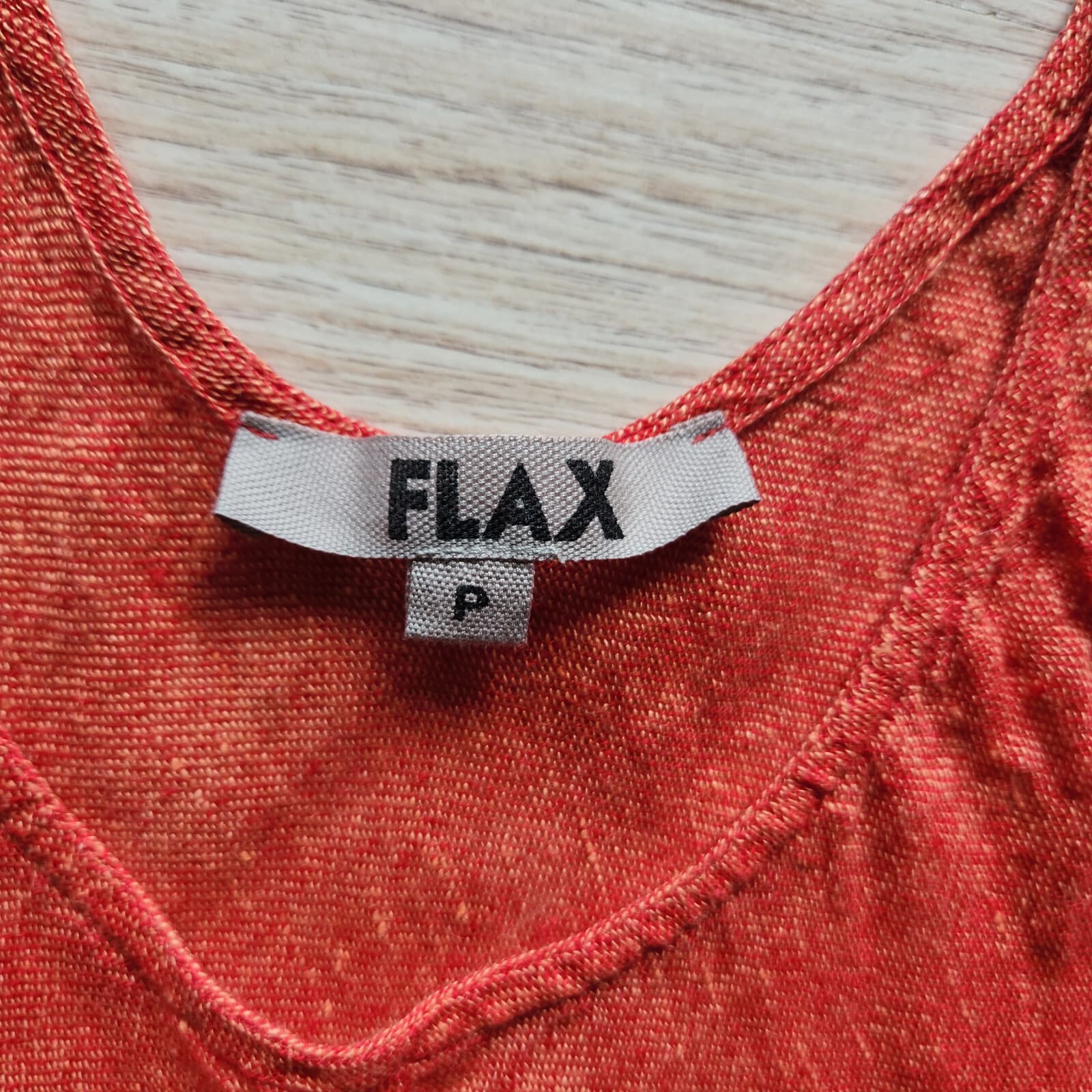 FLAX 100% Linen Tank Top Slim Fit Scoop-Neck Sleeveless Orange Women's P (S) - Thumbnail 6