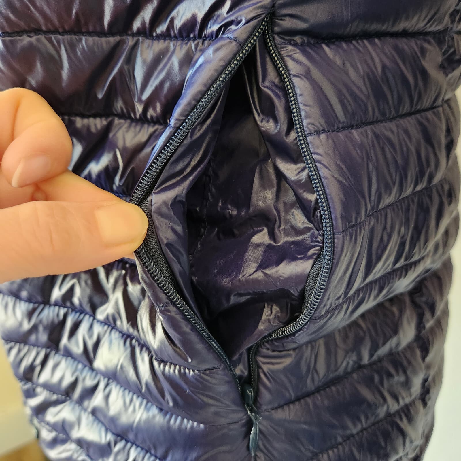 FREEDOMDAY Jane Puffer Hooded Reversibel Jacket Zip-Up Floral Solid Blue Girl 16 - Thumbnail 6