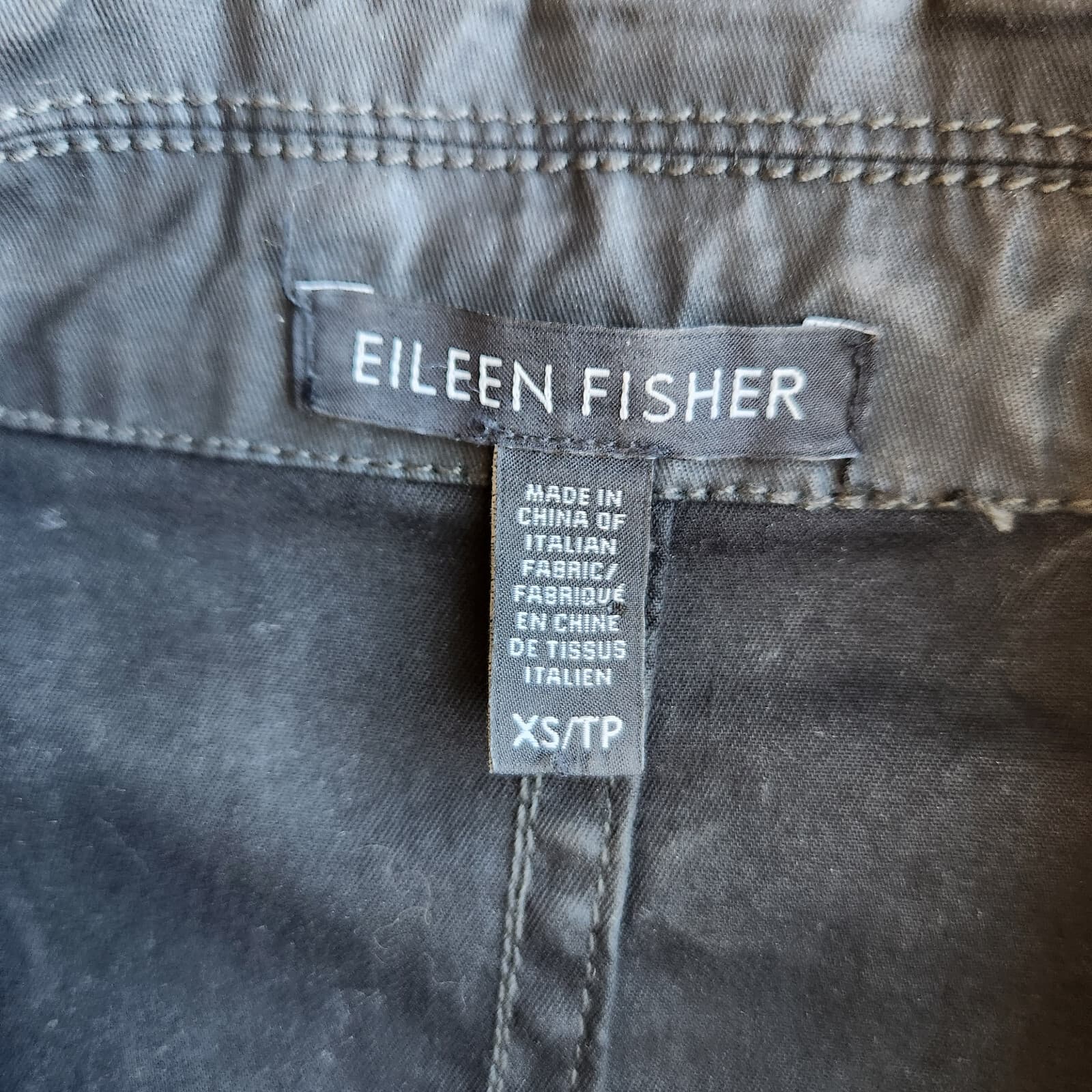 EILEEN FISHER Moto Jacket Asymmetrical-Zip Coated Cotton Resins Stretch Black XS - Thumbnail 7