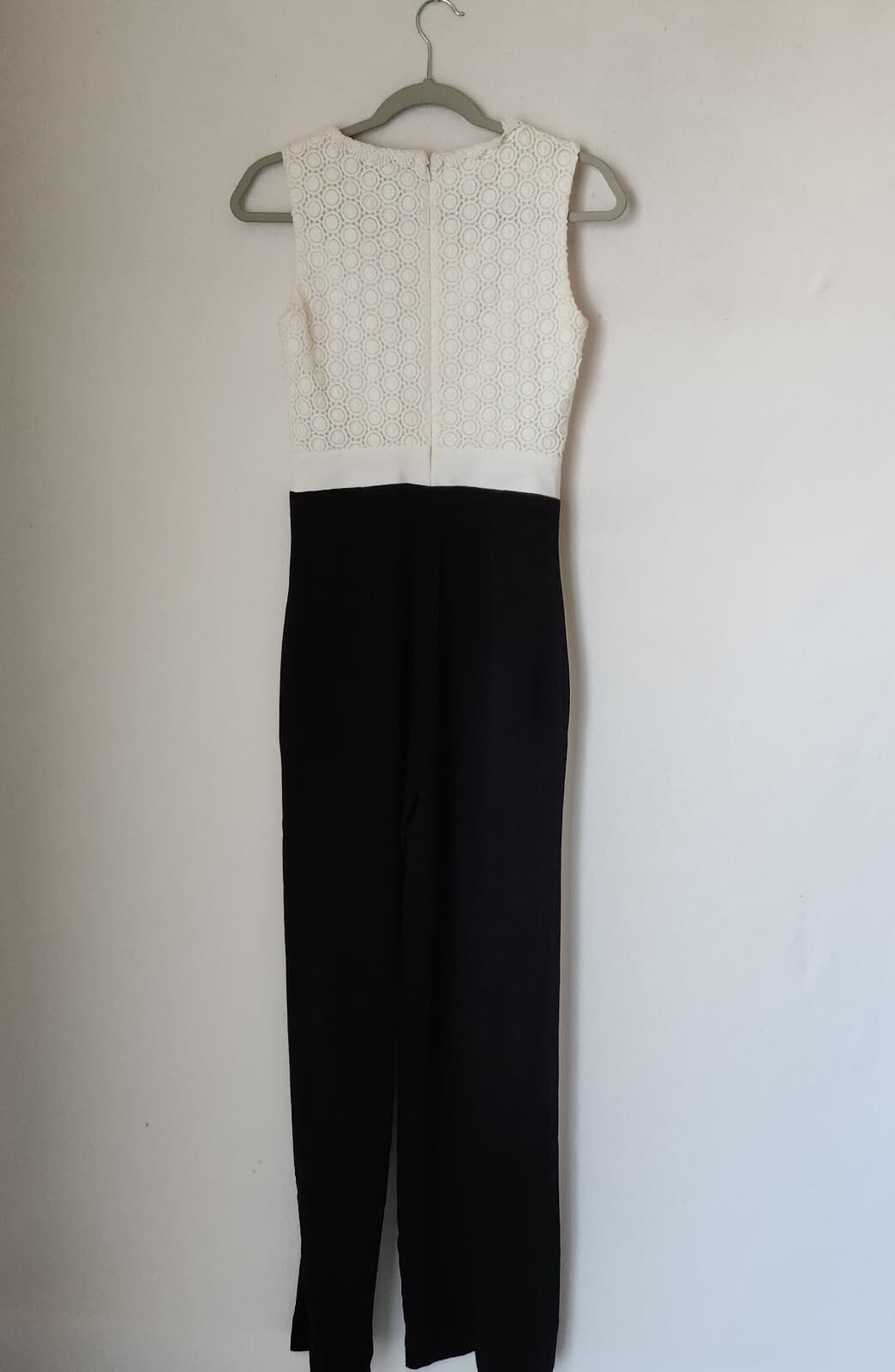 Diane Von Furstenberg $598 Tavita Lace Wide Leg Jumpsuit White Black Sz.0 - Thumbnail 8