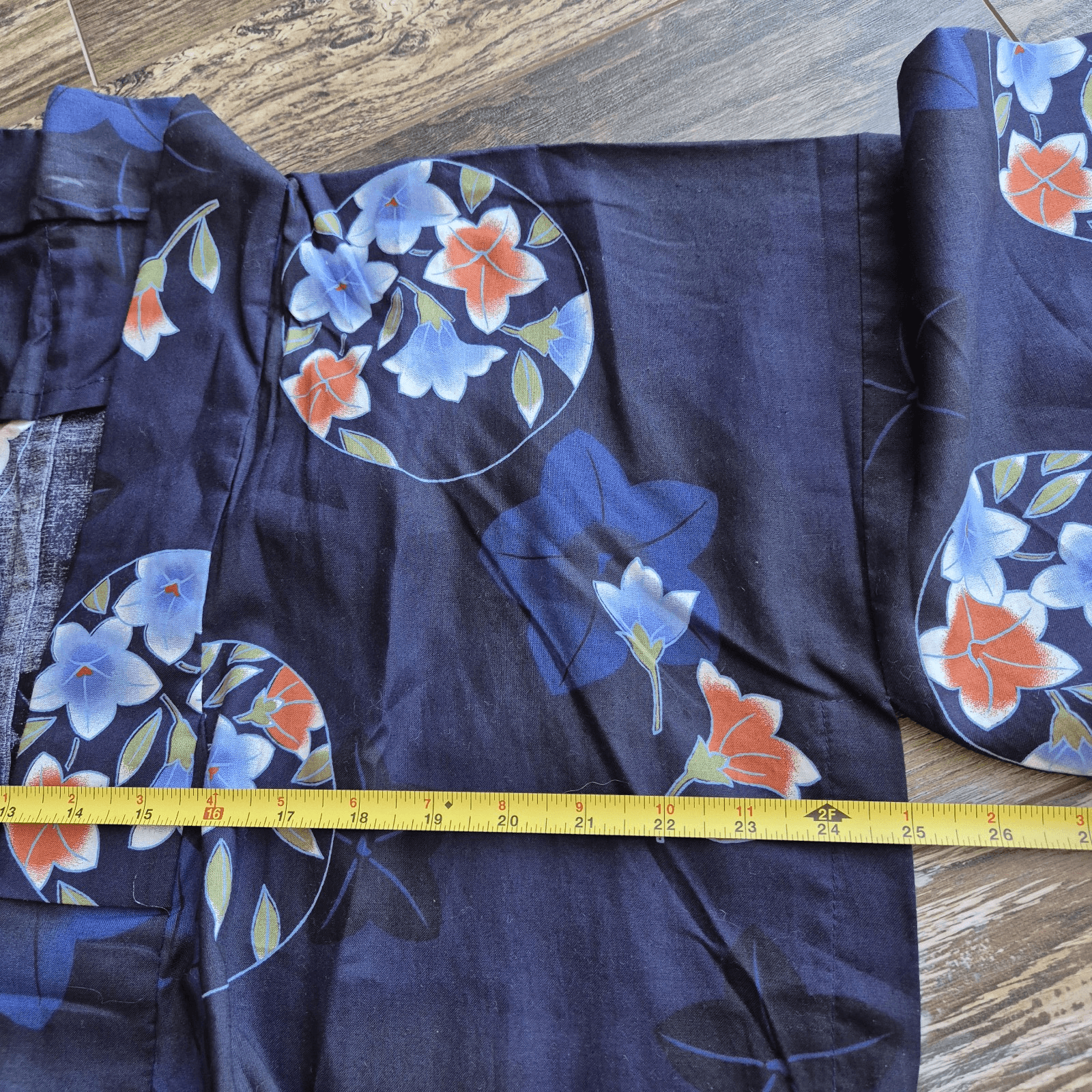 NWT Pret A Porter Floral Japanese Yukata Kimono Robe Cotton Blue O/S *No Belt* - Thumbnail 10