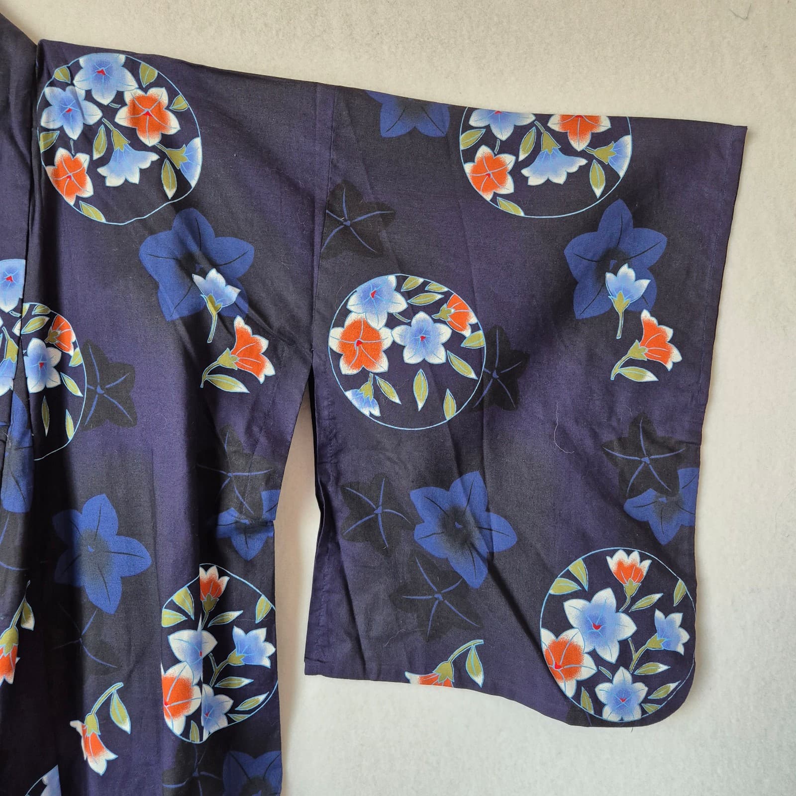 NWT Pret A Porter Floral Japanese Yukata Kimono Robe Cotton Blue O/S *No Belt* - Thumbnail 2