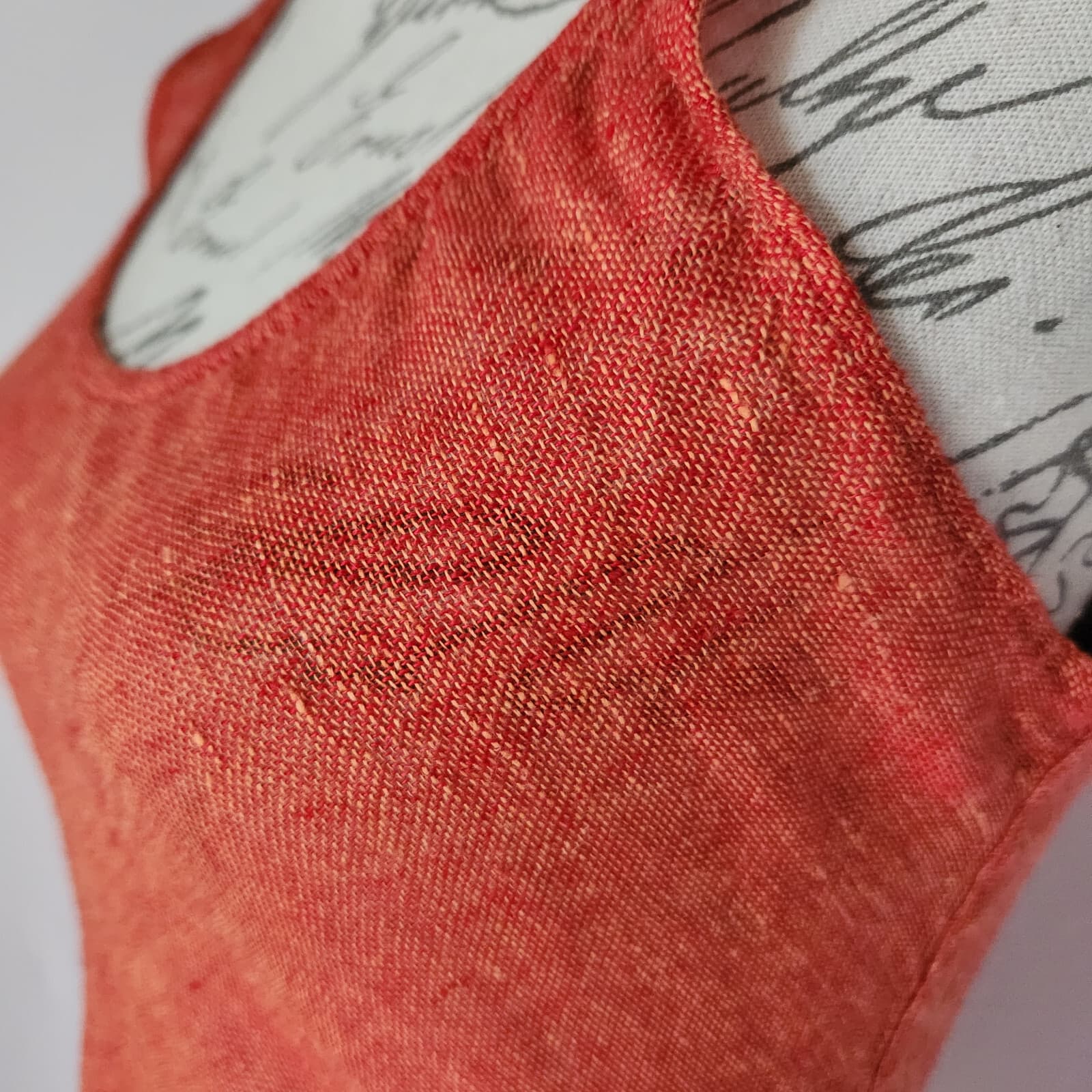 FLAX 100% Linen Tank Top Slim Fit Scoop-Neck Sleeveless Orange Women's P (S) - Thumbnail 3