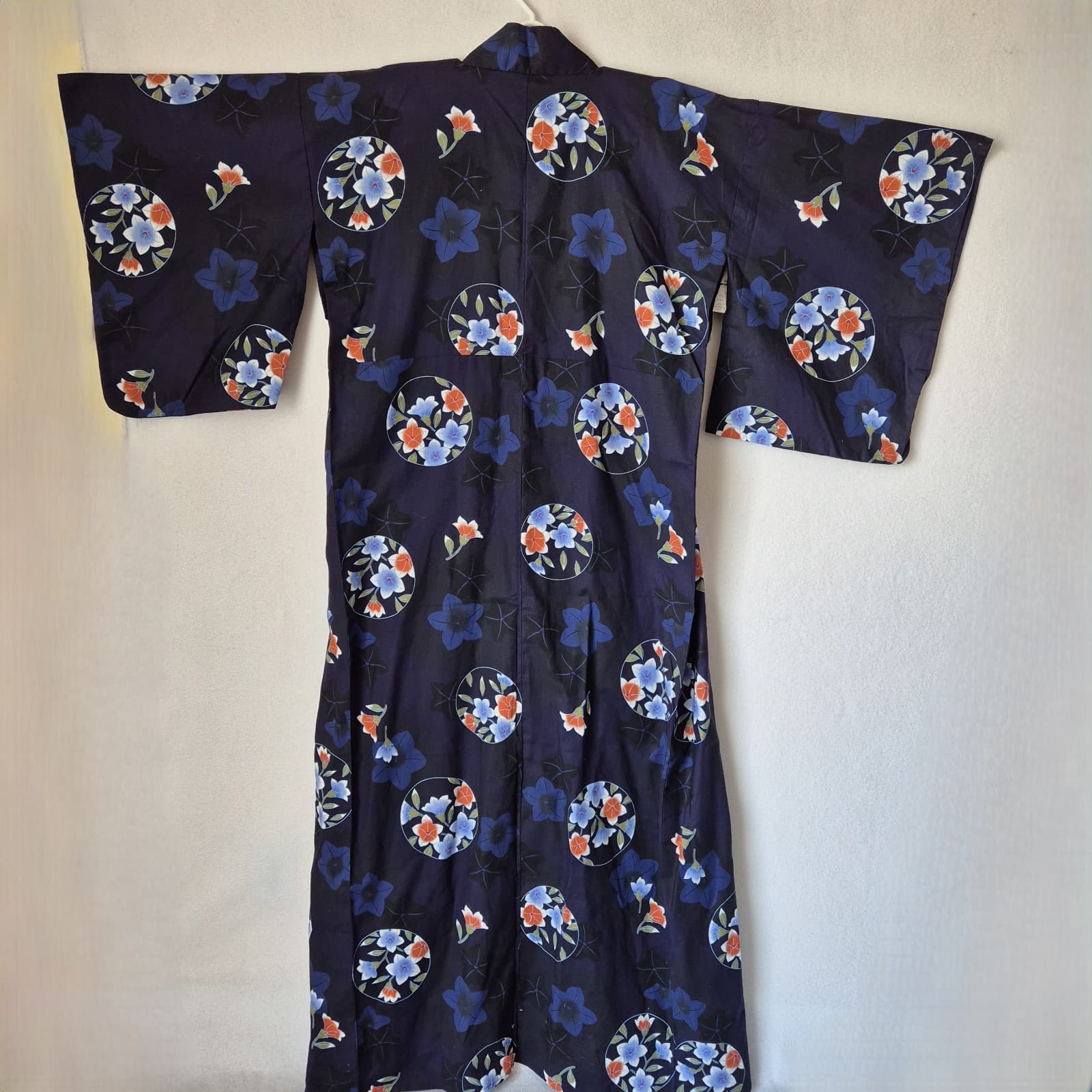 NWT Pret A Porter Floral Japanese Yukata Kimono Robe Cotton Blue O/S *No Belt* - Thumbnail 4