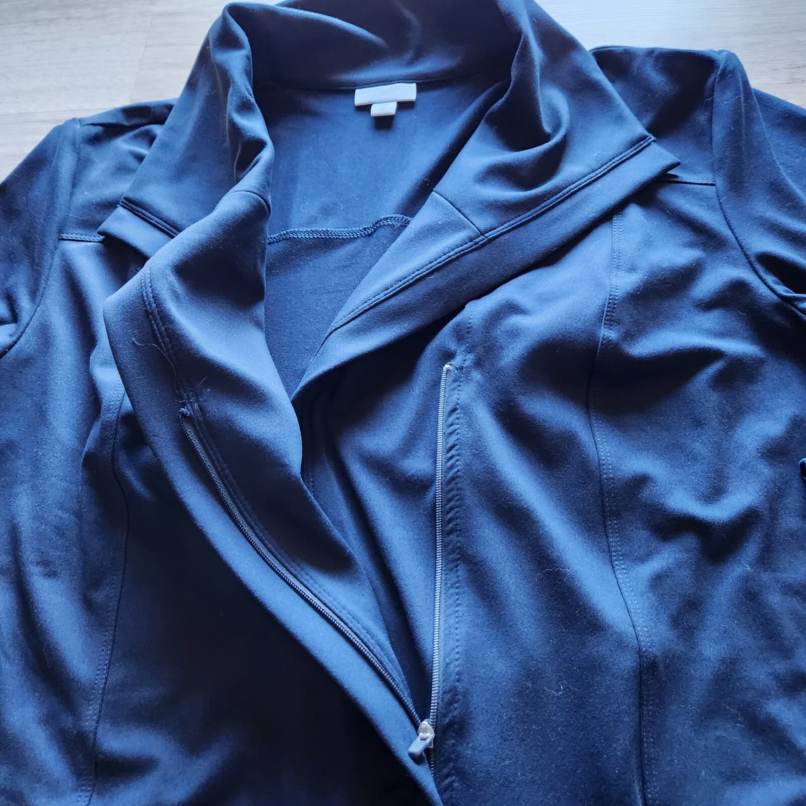 J.Jill Fit Performance Jacket Long Sleeve Zip Pocket Knit Dark Blue Women L-Tall - Thumbnail 7