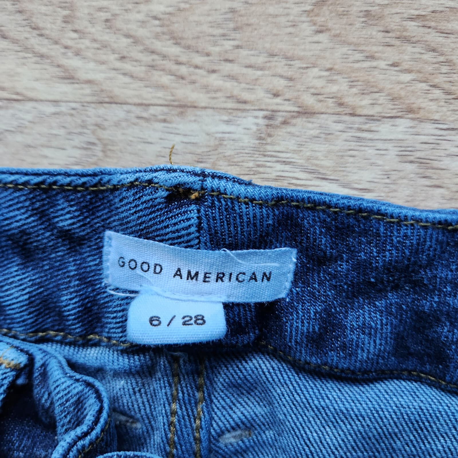 Good American Good Waist Chew Hem Cropped Jeans Zip Stretch Blue799 Women's 28 - Thumbnail 7