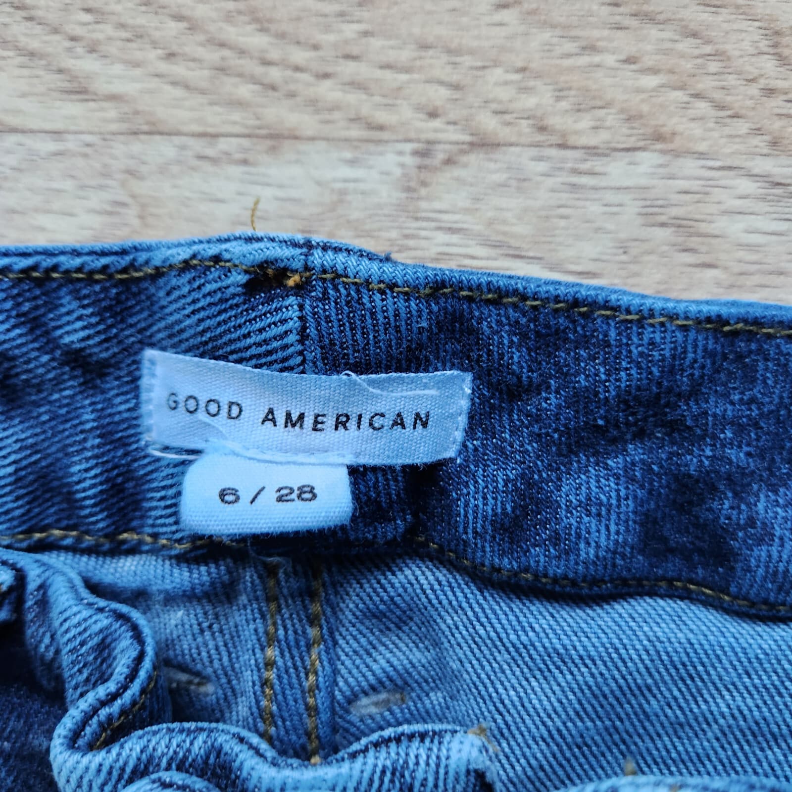 Good American Good Waist Chew Hem Cropped Jeans Zip Stretch Blue799 Women's 28 - Thumbnail 6