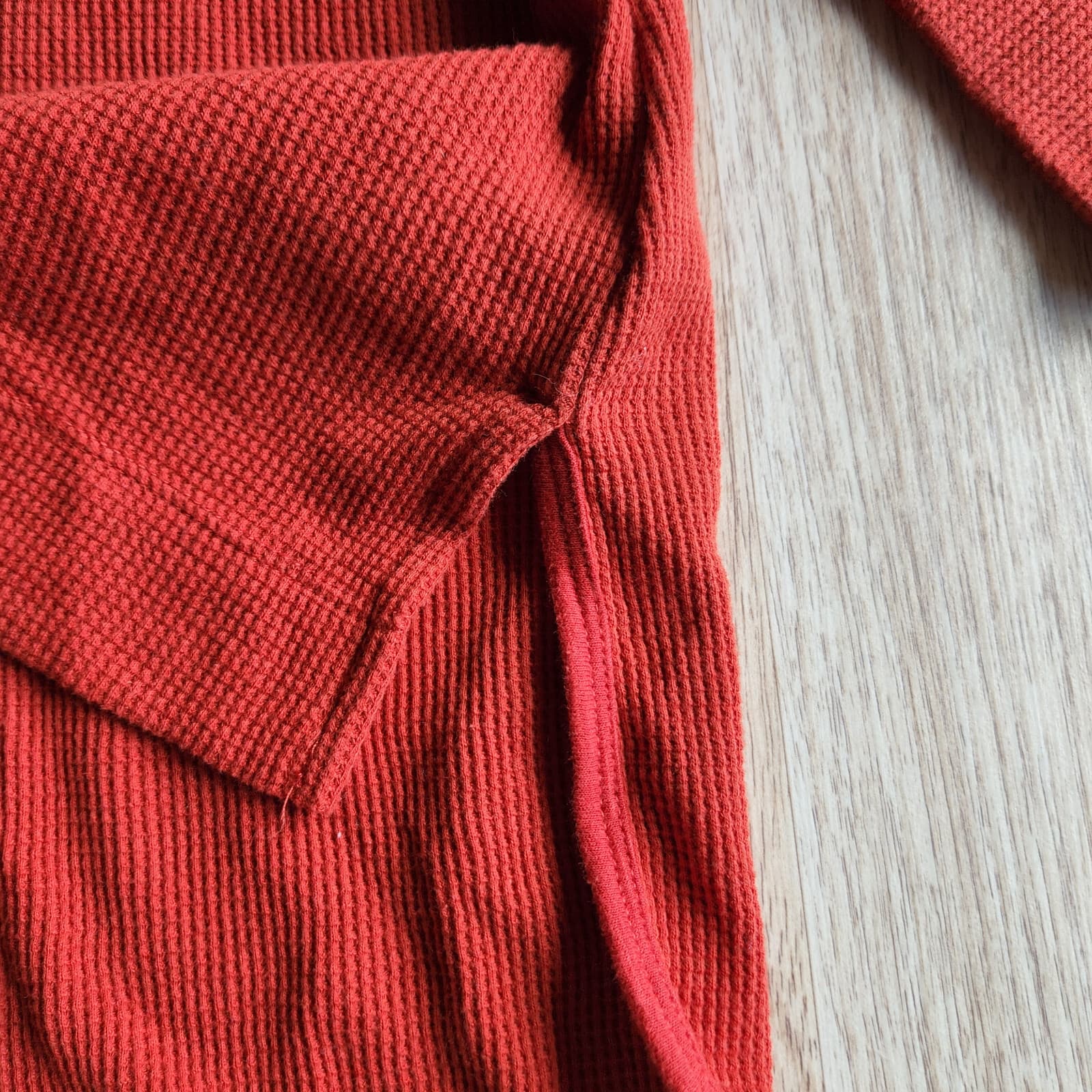 Anthropologie Sage Nori Waffle Knit Top Drop Shoulder Long Sleeve Red Oversize M - Thumbnail 8