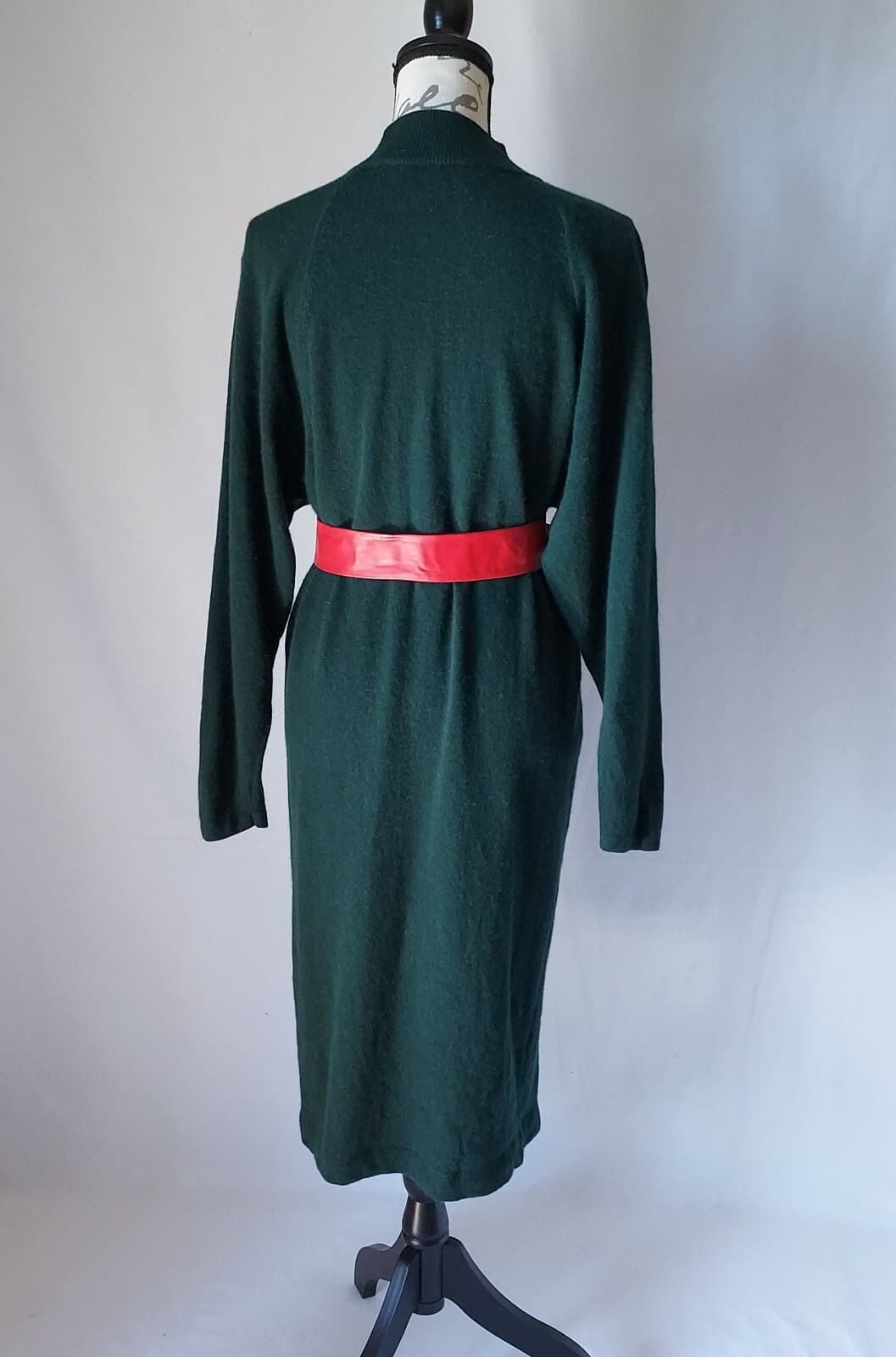 Vintage United Colors Of Benetton Wool Angora Sweater Dress Green 48 US-L Italy - Thumbnail 7