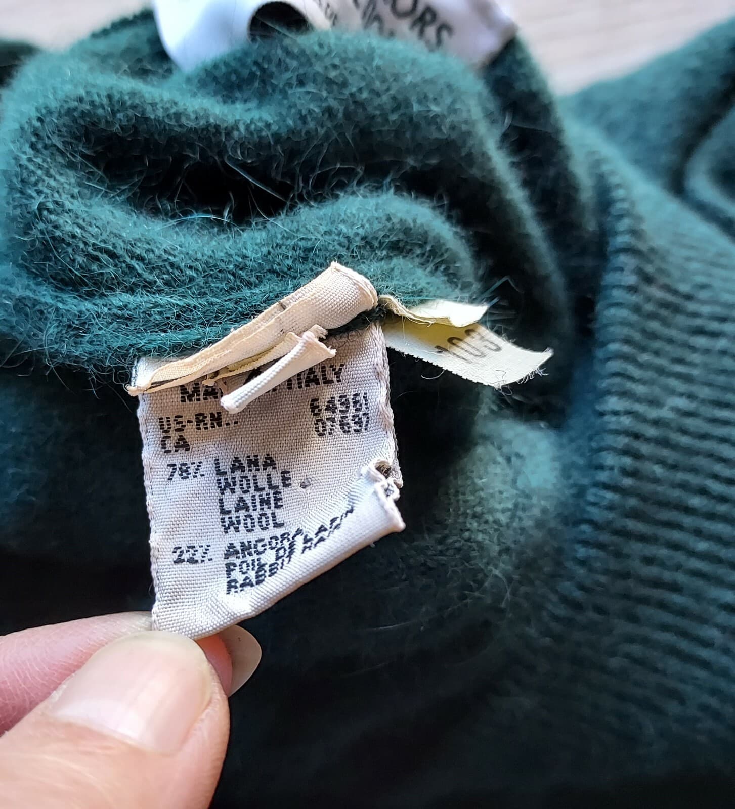 Vintage United Colors Of Benetton Wool Angora Sweater Dress Green 48 US-L Italy - Thumbnail 11
