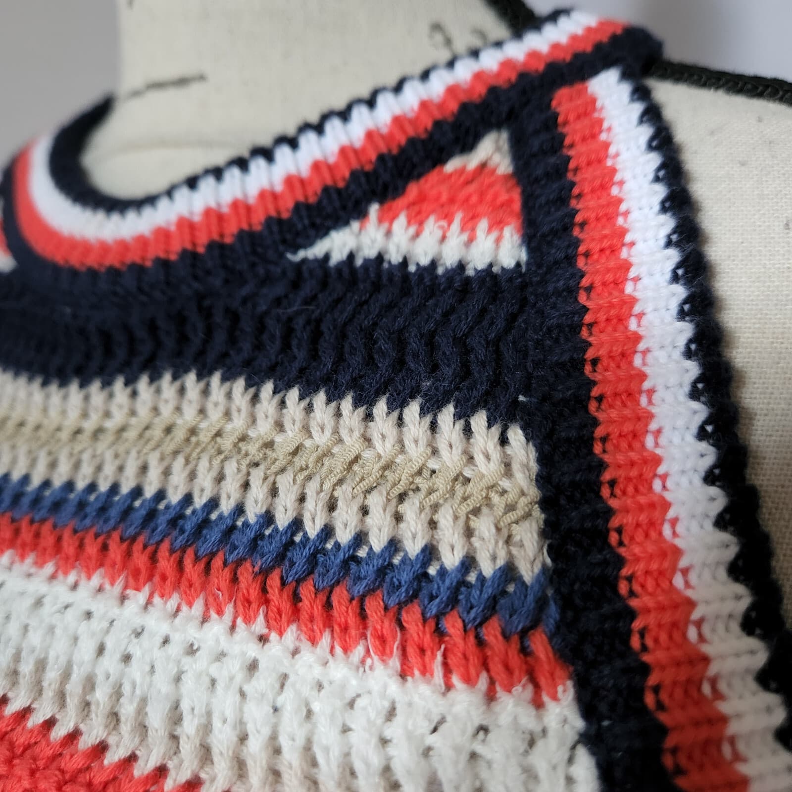 NWT Gap Crochet Stripe Halter Tank Top Cotton Blend Multicolor Women Sz.M - Thumbnail 4