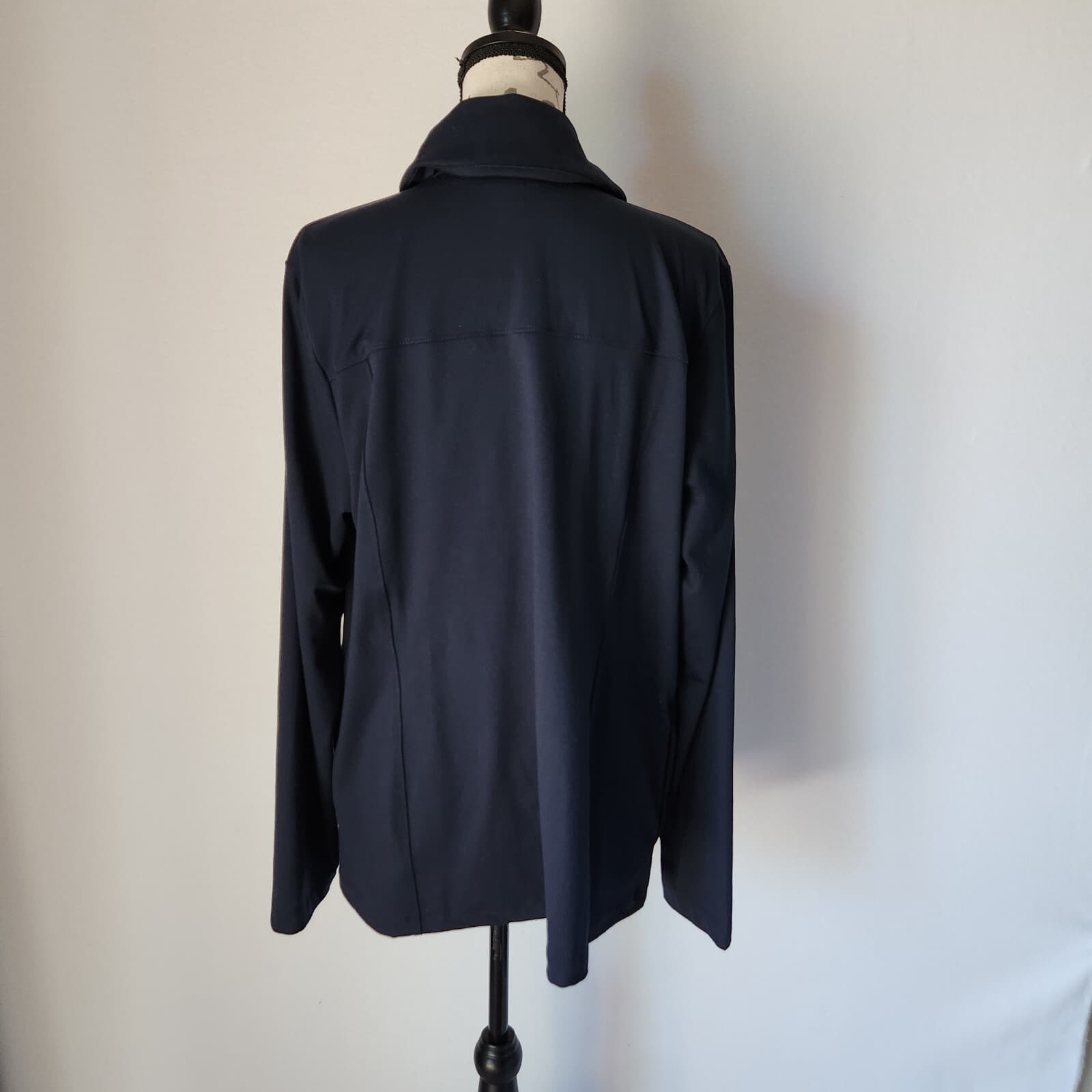 J.Jill Fit Performance Jacket Long Sleeve Zip Pocket Knit Dark Blue Women L-Tall - Thumbnail 4