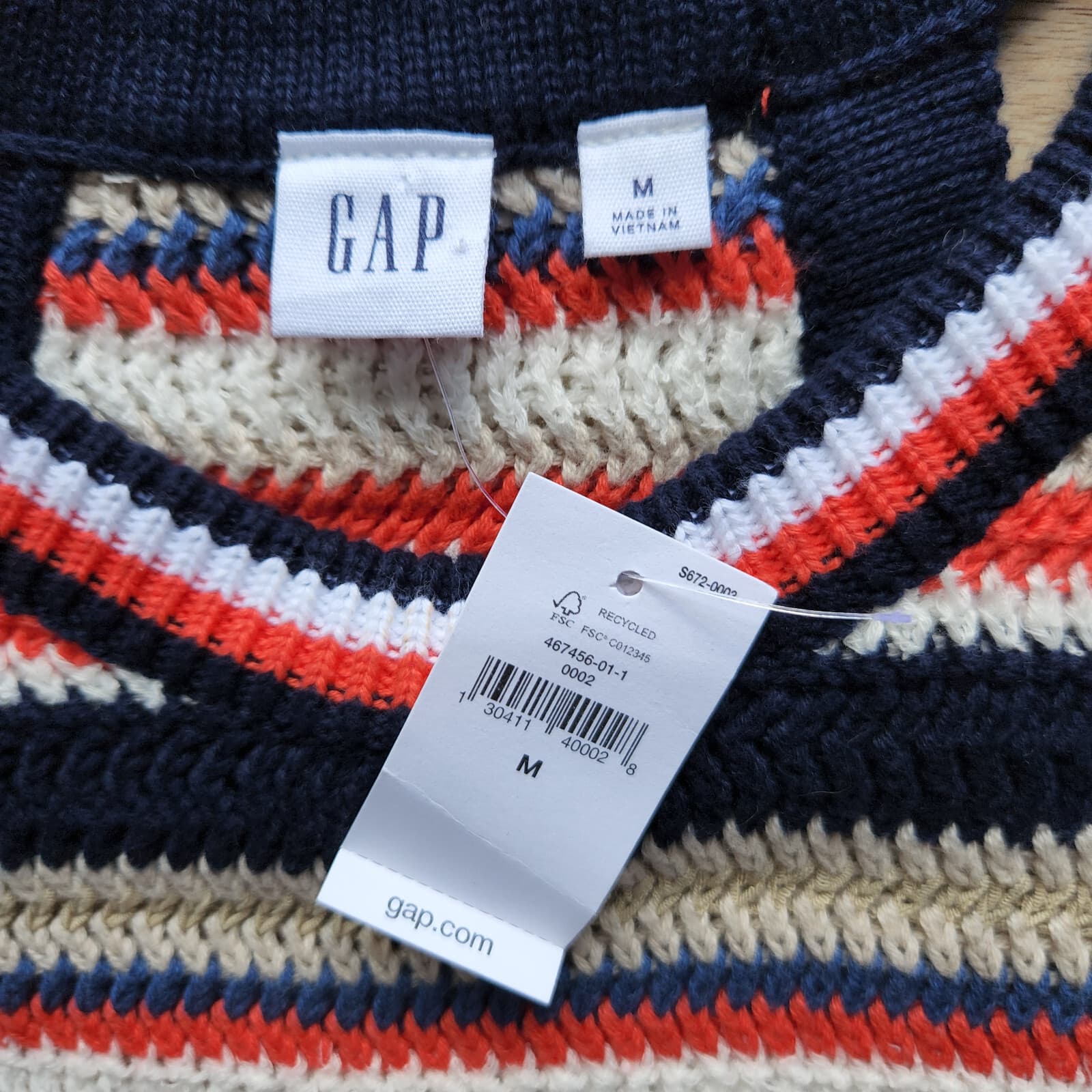 NWT Gap Crochet Stripe Halter Tank Top Cotton Blend Multicolor Women Sz.M - Thumbnail 7