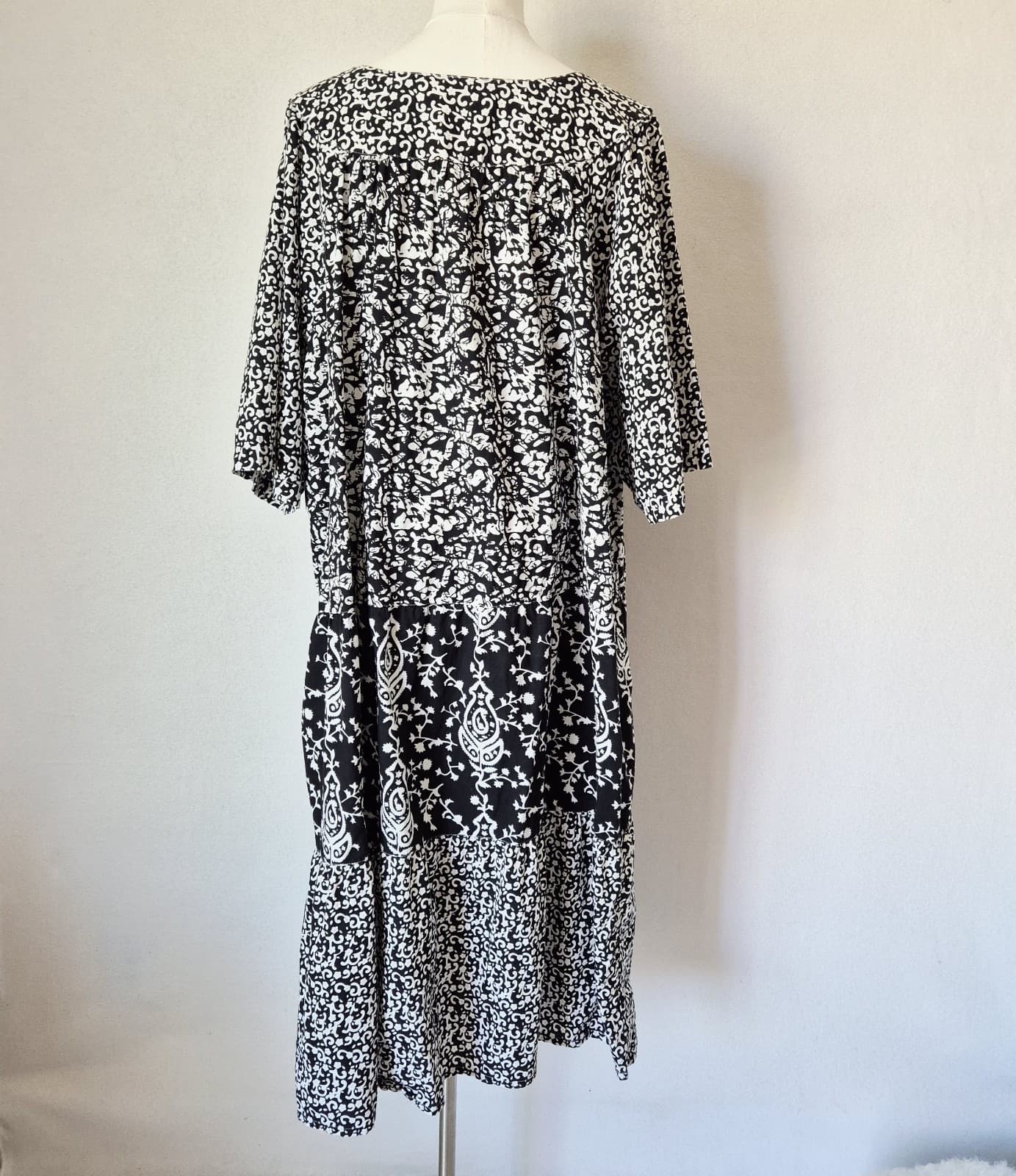 The Vermont Country Store Sz.3X Cotton Tiered Lounger House Dress Short Sleeve - Thumbnail 5
