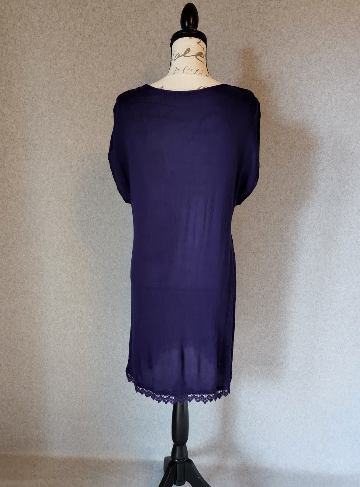 Sundance Dawn-Kissed Embroidered Gauze Tunic Top Midi Dress Purple-Blue-ish Sz.S - Thumbnail 7