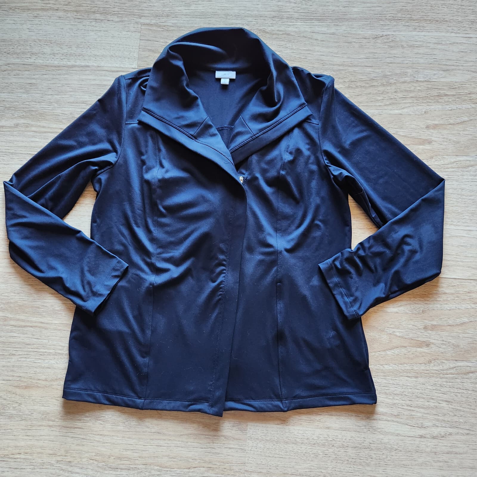 J.Jill Fit Performance Jacket Long Sleeve Zip Pocket Knit Dark Blue Women L-Tall - Thumbnail 5