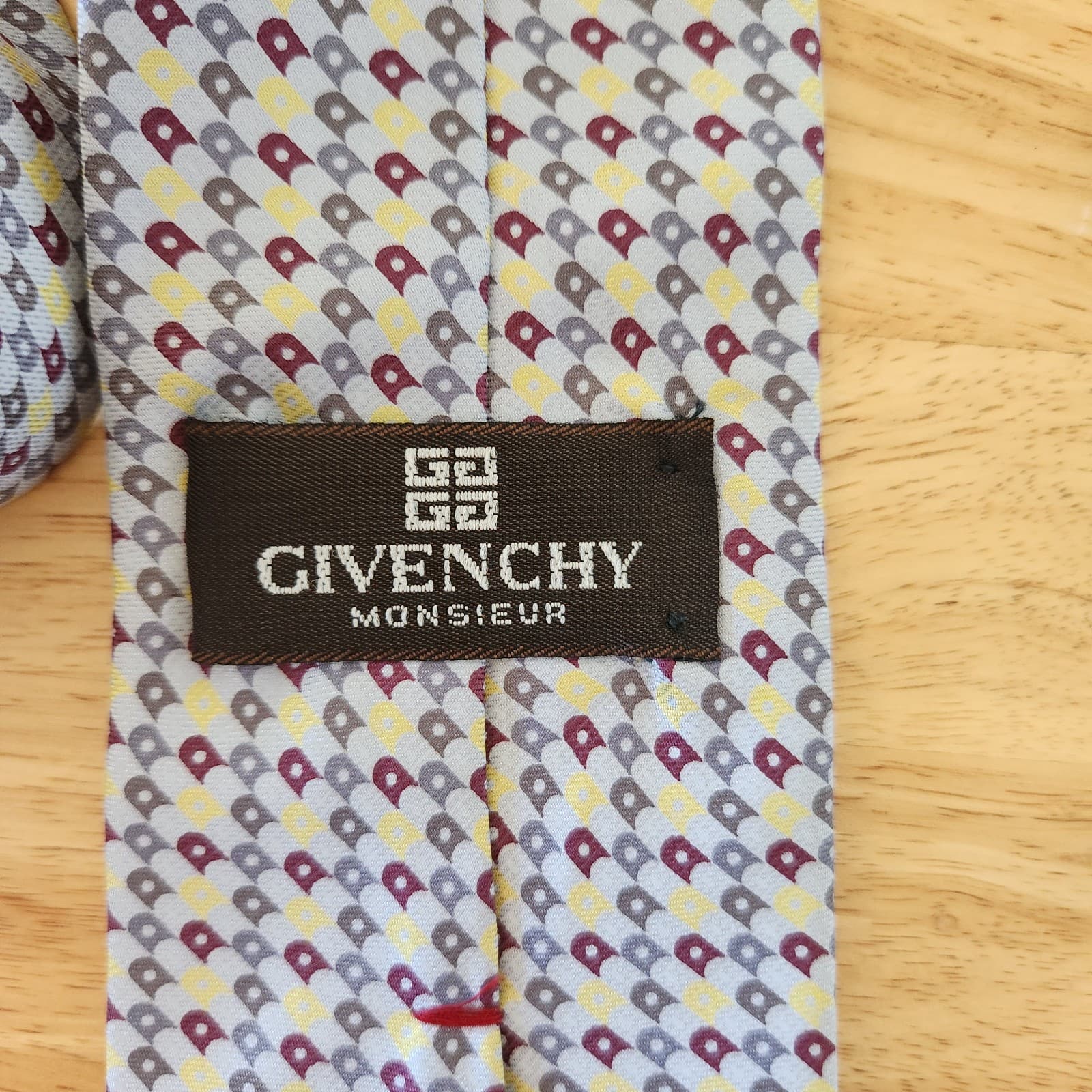 Vintage Givenchy Monsieur Made in USA Italian Silk Geometric Neck Tie Multicolor - Thumbnail 4