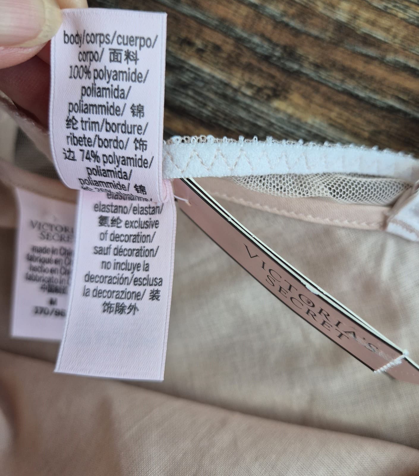 NWT Victoria's Secret 2 Piece Mesh Lace Mini Chemise Slip Dress Cream Nude Sz.M - Thumbnail 10
