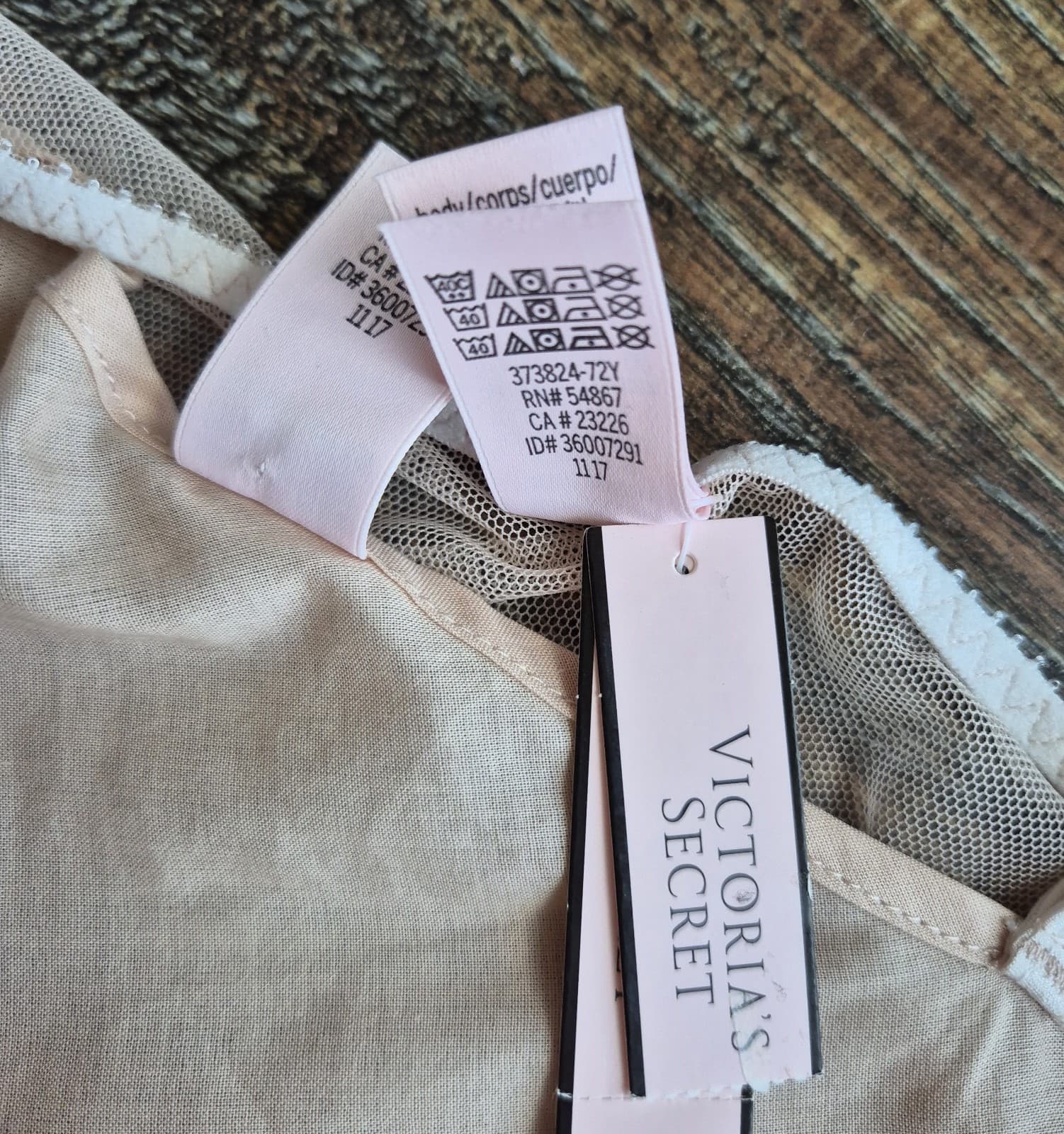 NWT Victoria's Secret 2 Piece Mesh Lace Mini Chemise Slip Dress Cream Nude Sz.M - Thumbnail 11