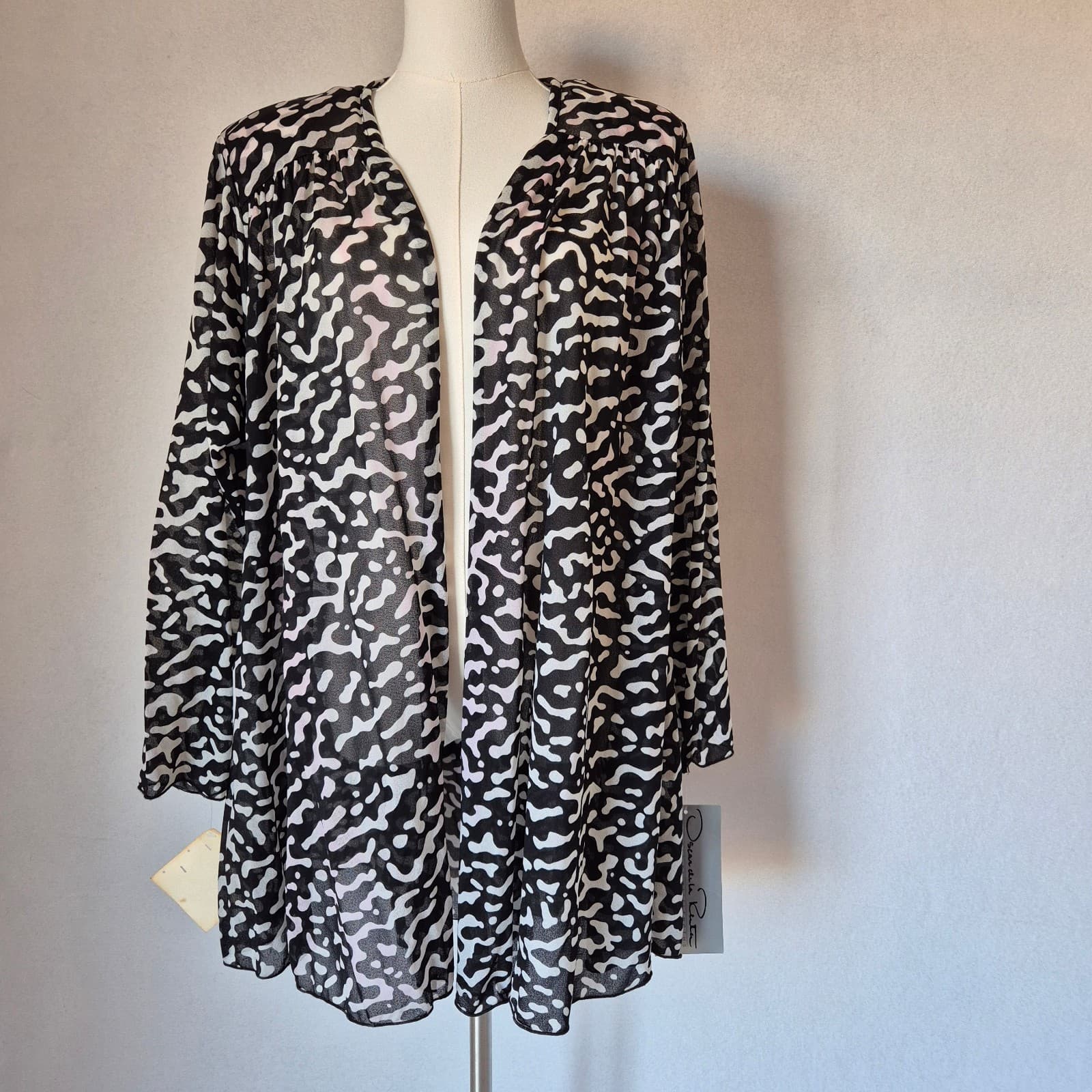 Vintage NWT Oscar De La Renta Swimwear Wavelengths Coverup Leopard Black White M