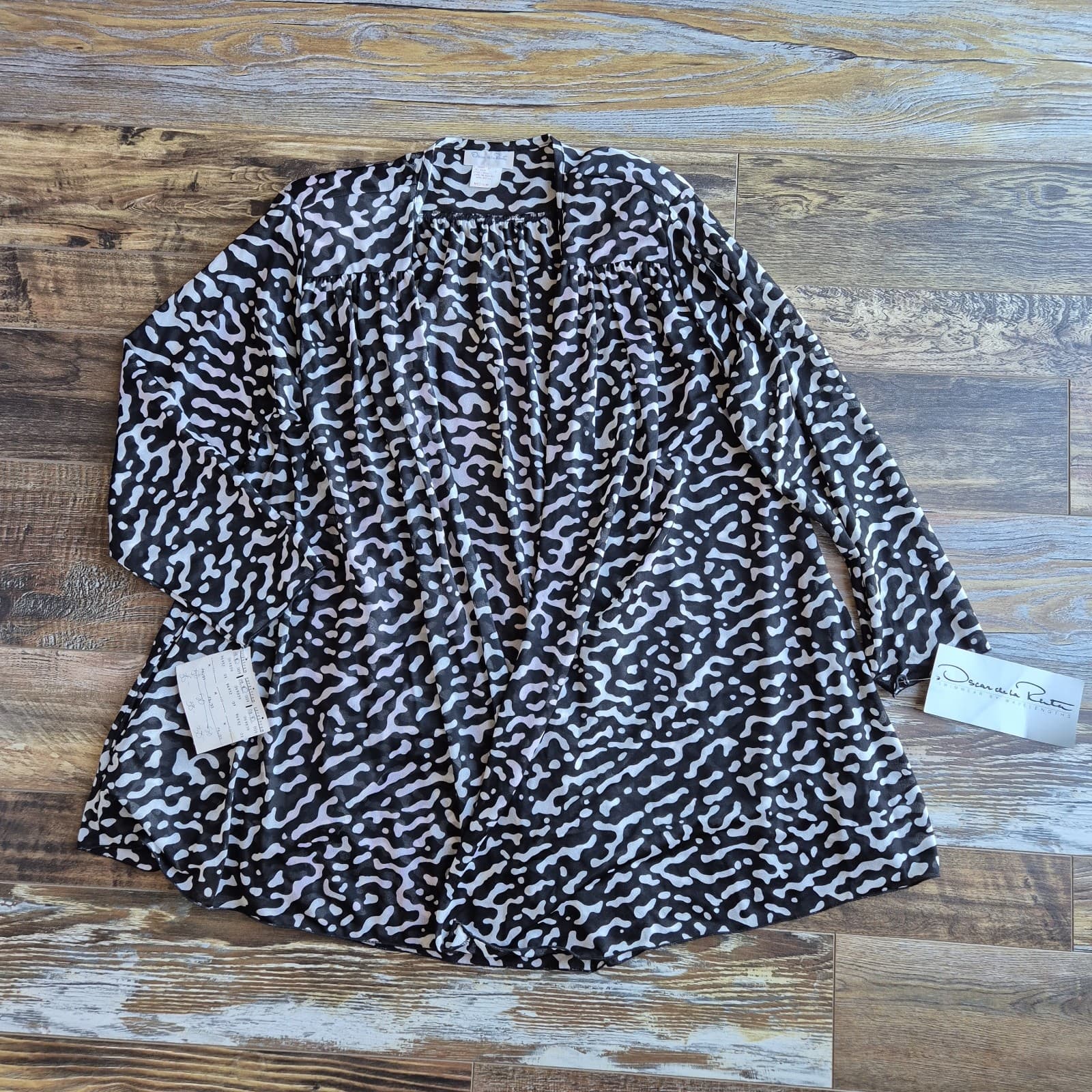 Vintage NWT Oscar De La Renta Swimwear Wavelengths Coverup Leopard Black White M - Thumbnail 3