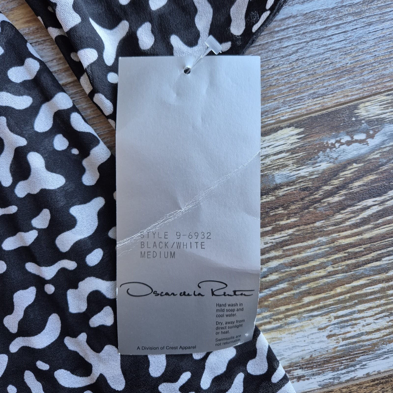 Vintage NWT Oscar De La Renta Swimwear Wavelengths Coverup Leopard Black White M - Thumbnail 13