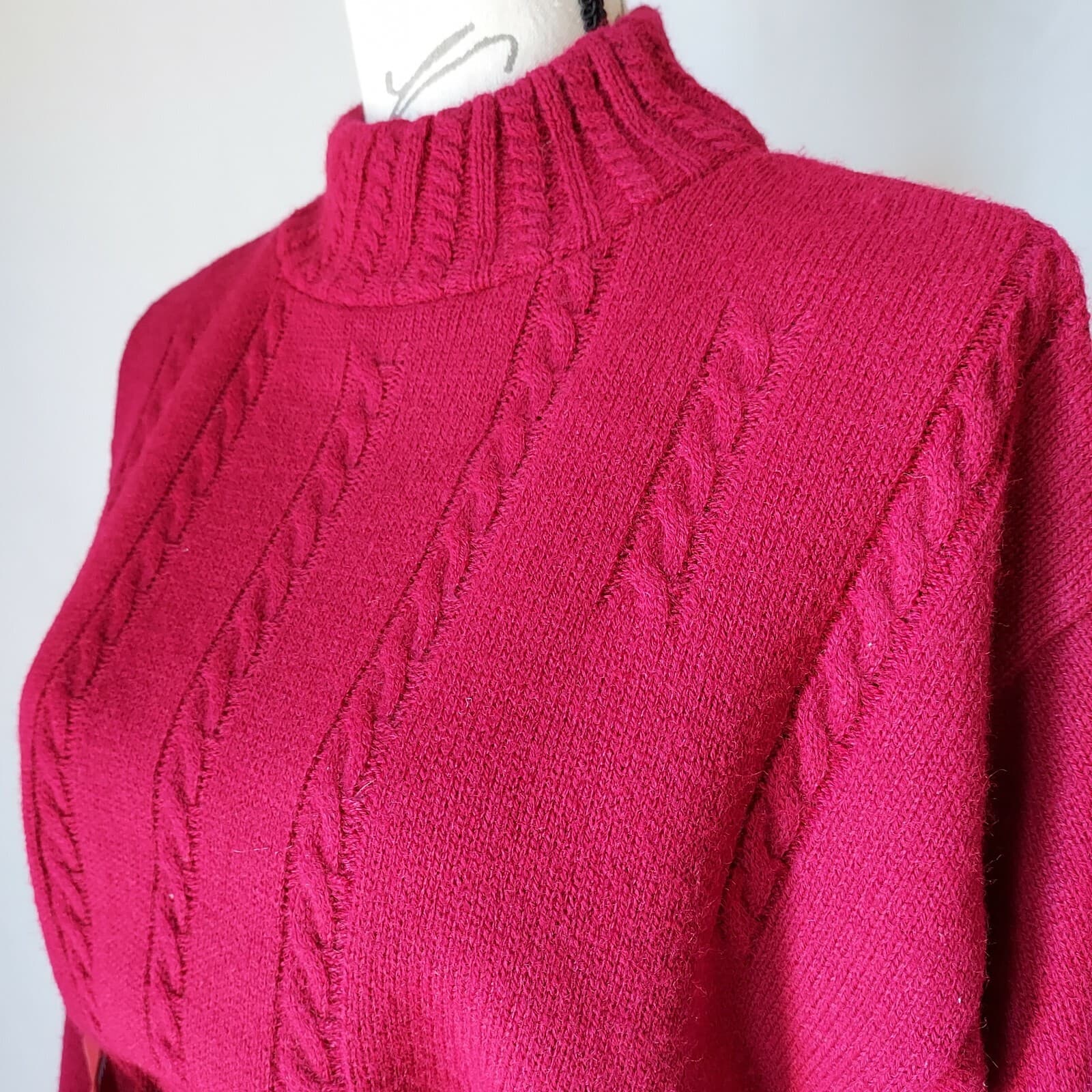 Vintage Garland Wool Sweater Dress Muck Neck Long Sleeve Red Women Chest 40" - Thumbnail 4