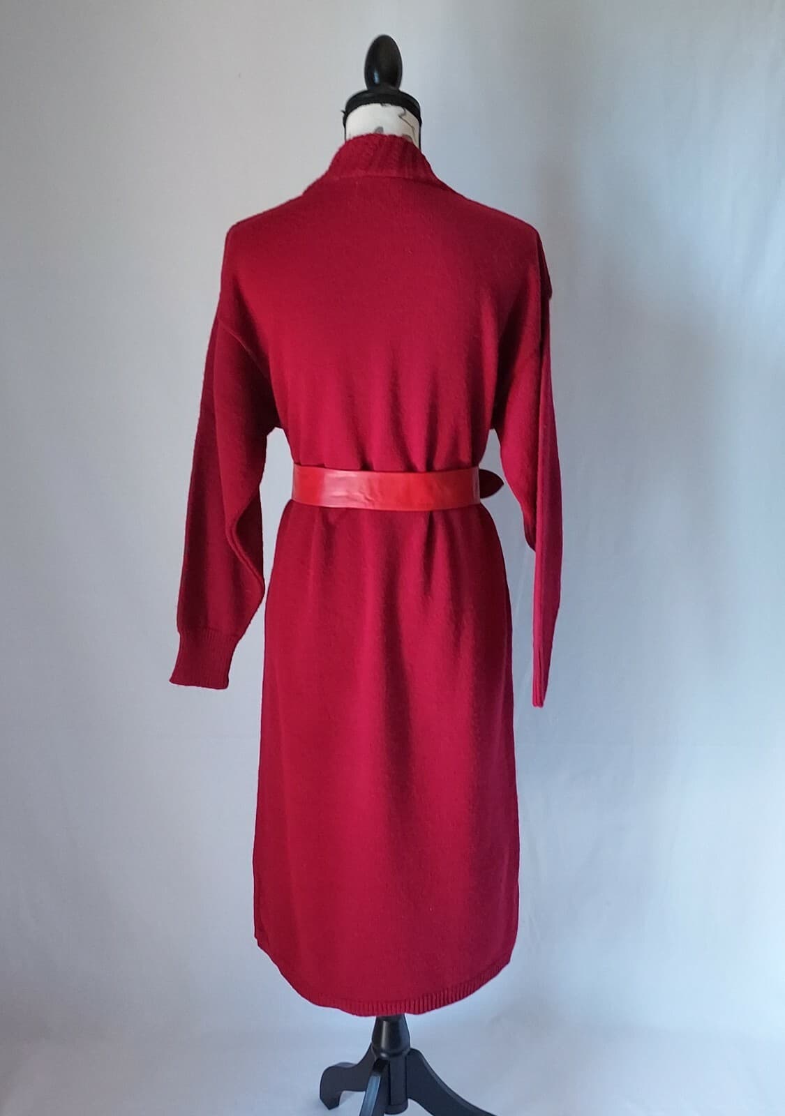 Vintage Garland Wool Sweater Dress Muck Neck Long Sleeve Red Women Chest 40" - Thumbnail 6