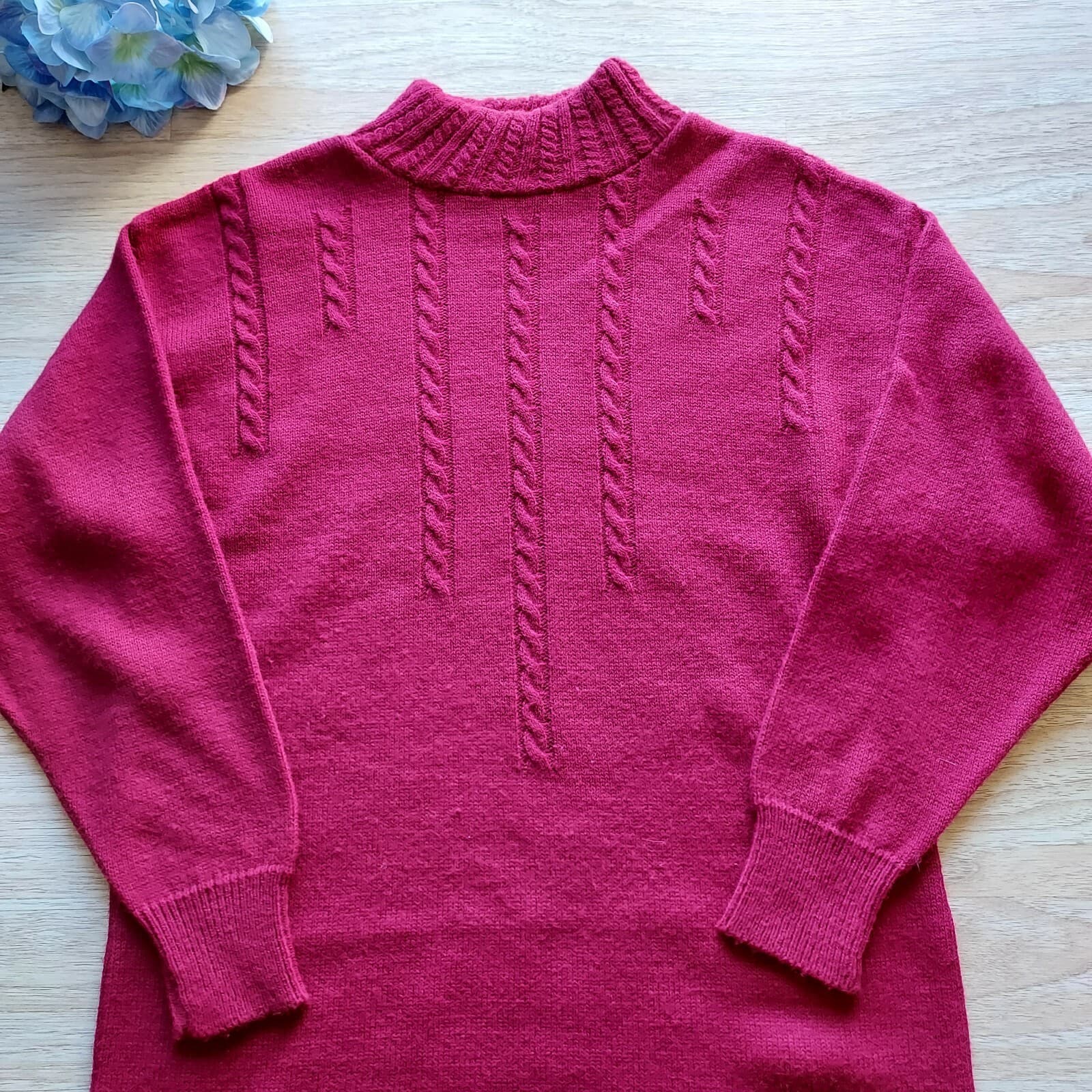 Vintage Garland Wool Sweater Dress Muck Neck Long Sleeve Red Women Chest 40" - Thumbnail 7