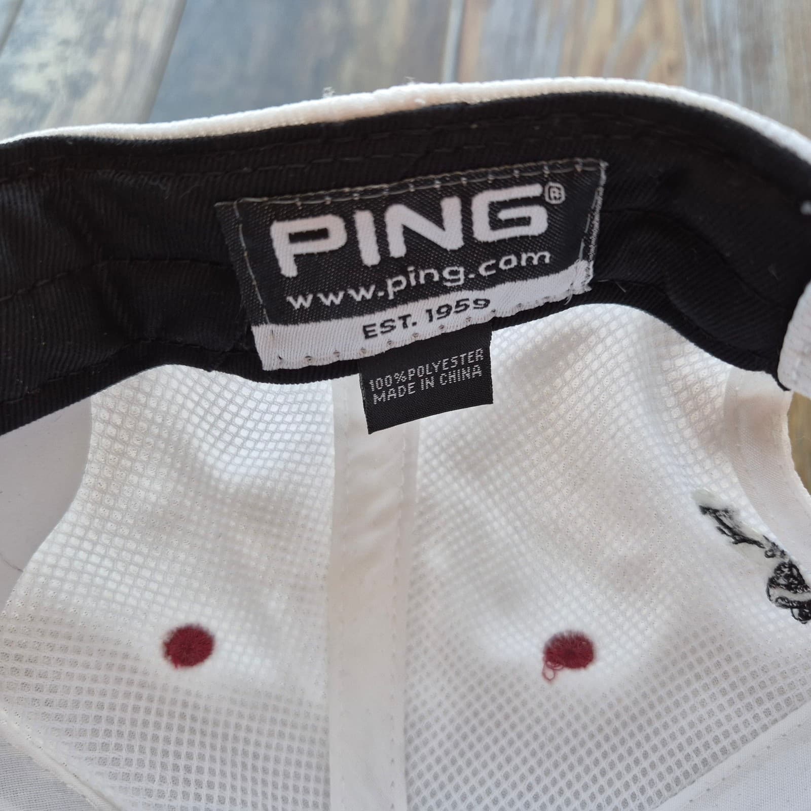 NWoT PING i15 S56 Golf Hat Cap Adjustable Hook/Loop White Red Adult One Size - Thumbnail 10