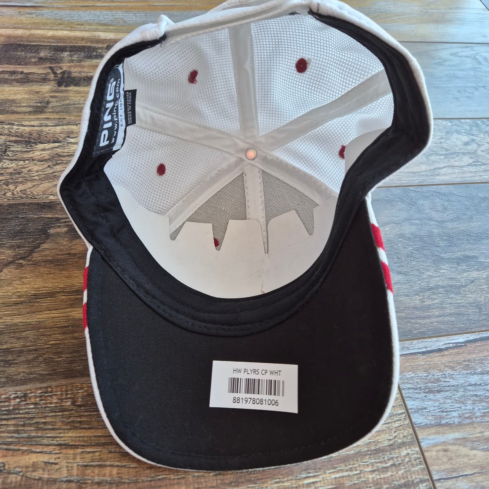 NWoT PING i15 S56 Golf Hat Cap Adjustable Hook/Loop White Red Adult One Size - Thumbnail 9