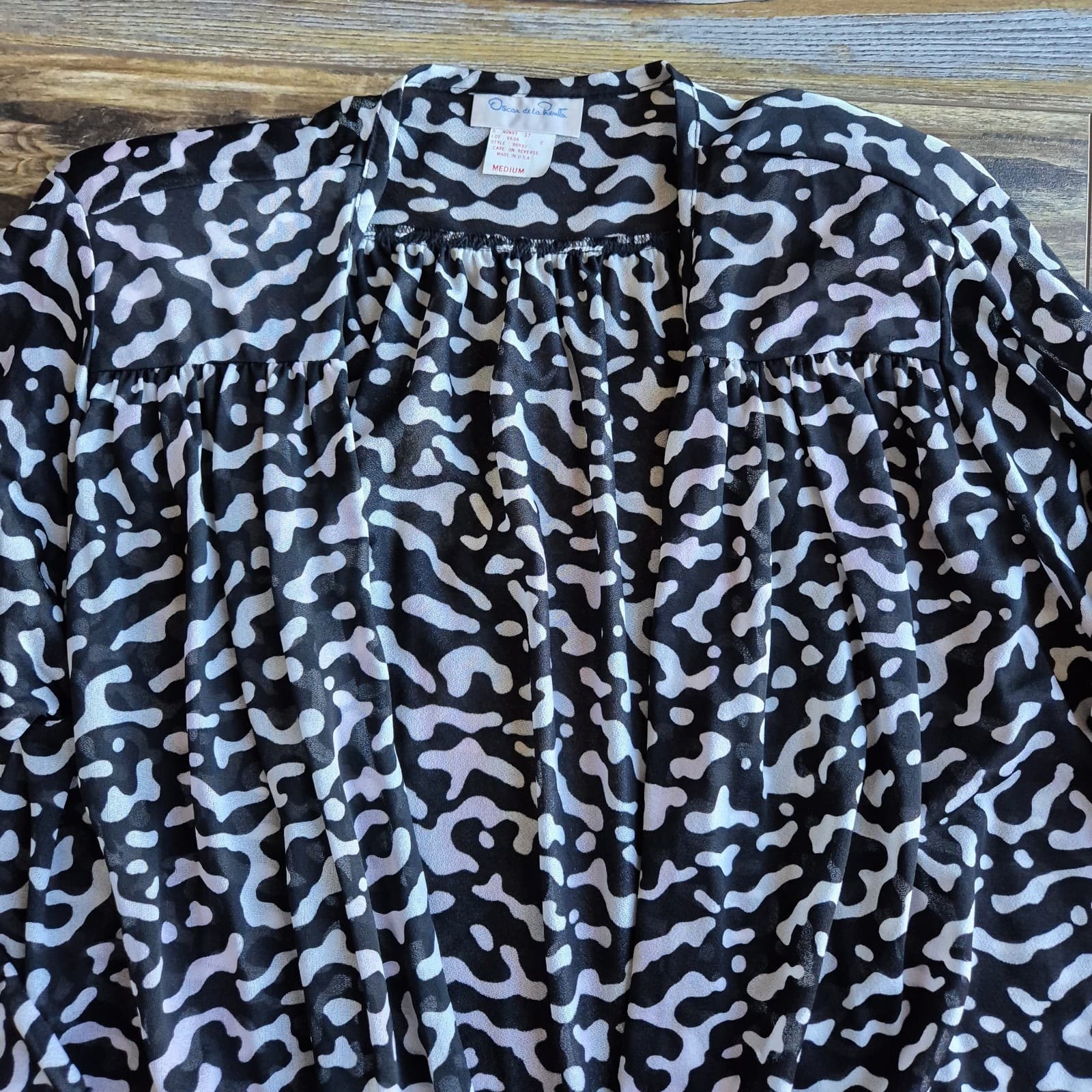 Vintage NWT Oscar De La Renta Swimwear Wavelengths Coverup Leopard Black White M - Thumbnail 10