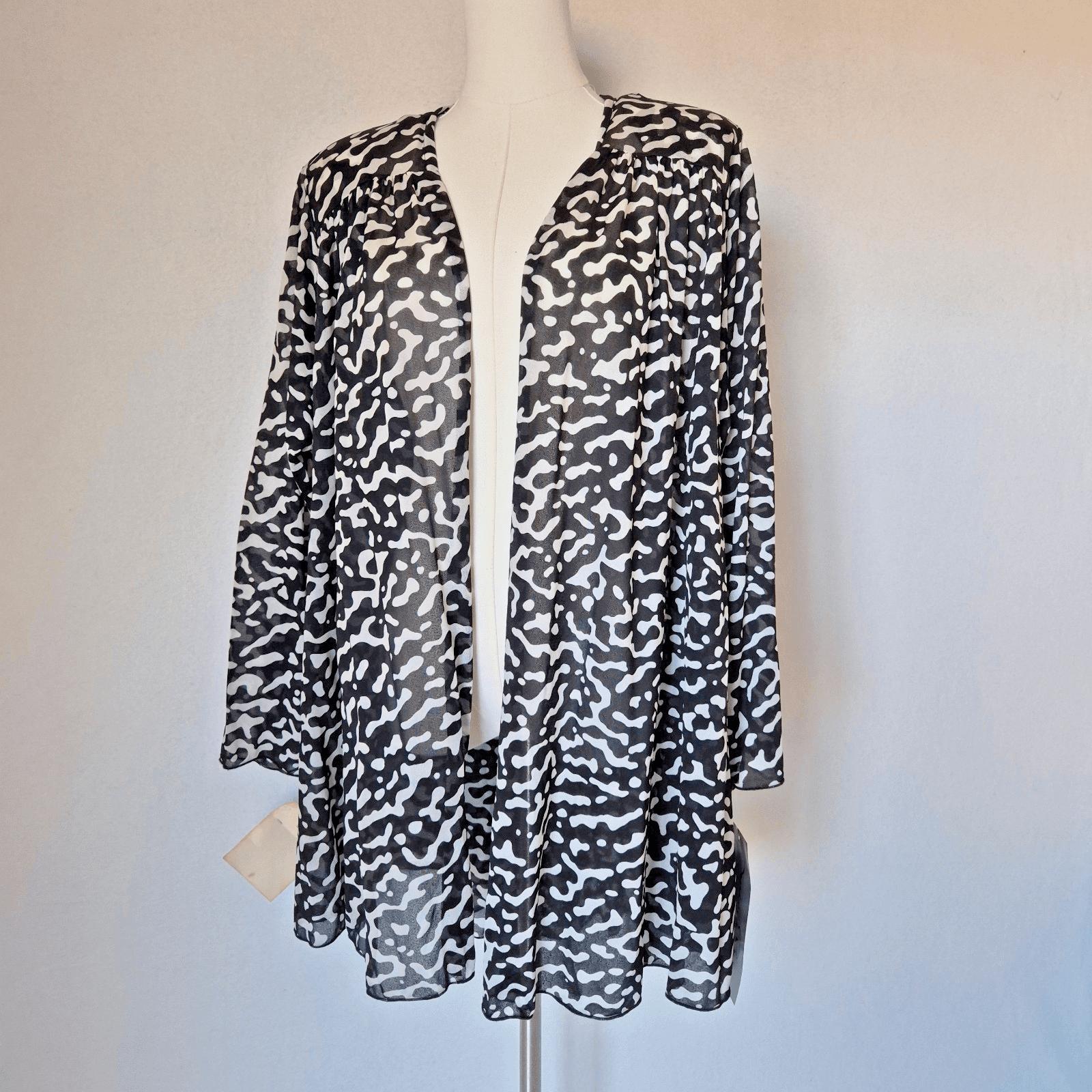 Vintage NWT Oscar De La Renta Swimwear Wavelengths Coverup Leopard Black White M - Thumbnail 2