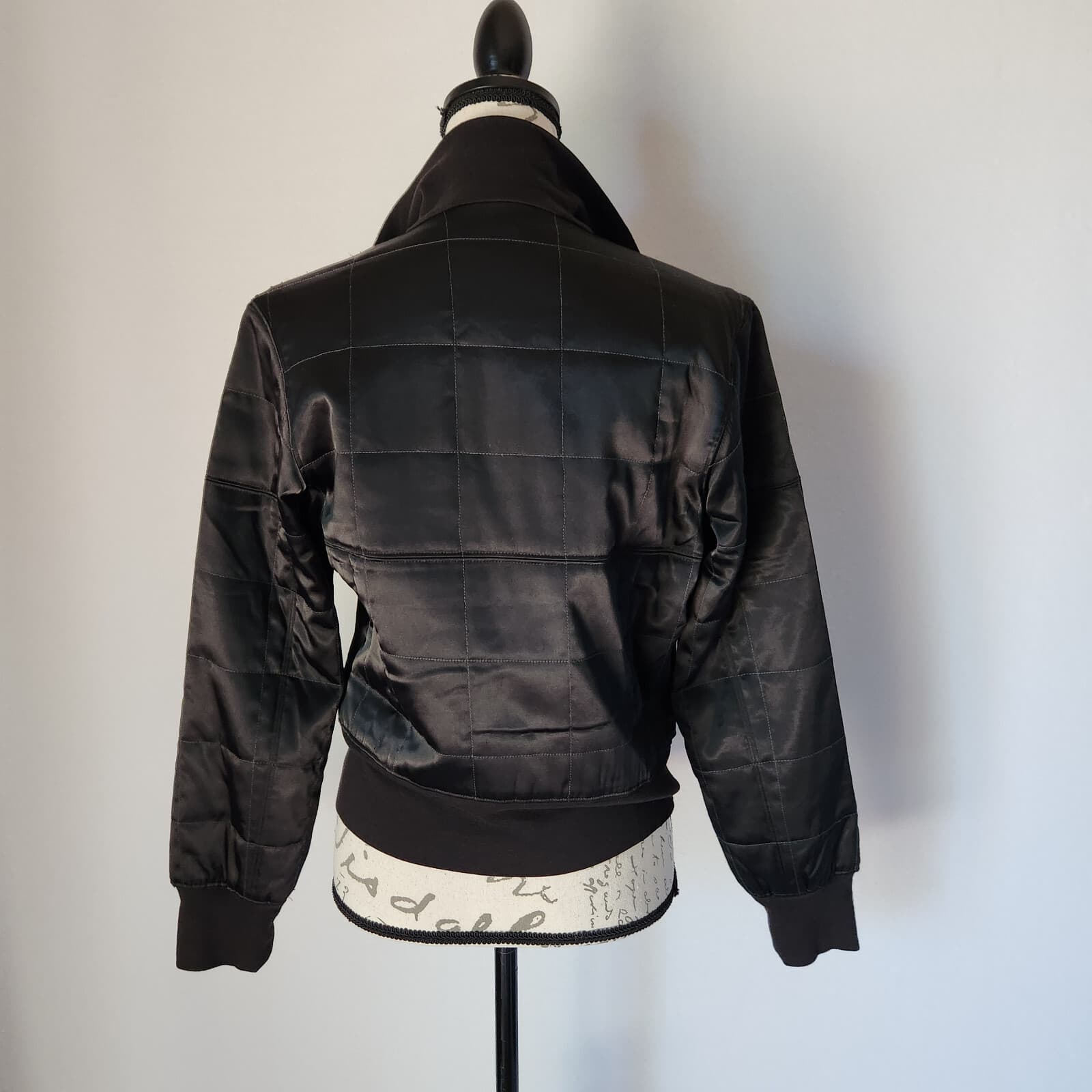 Shift Quilted Puffer Bomber Motorcycle Jacket Zip-Up Pocket Black Women's M - Thumbnail 5