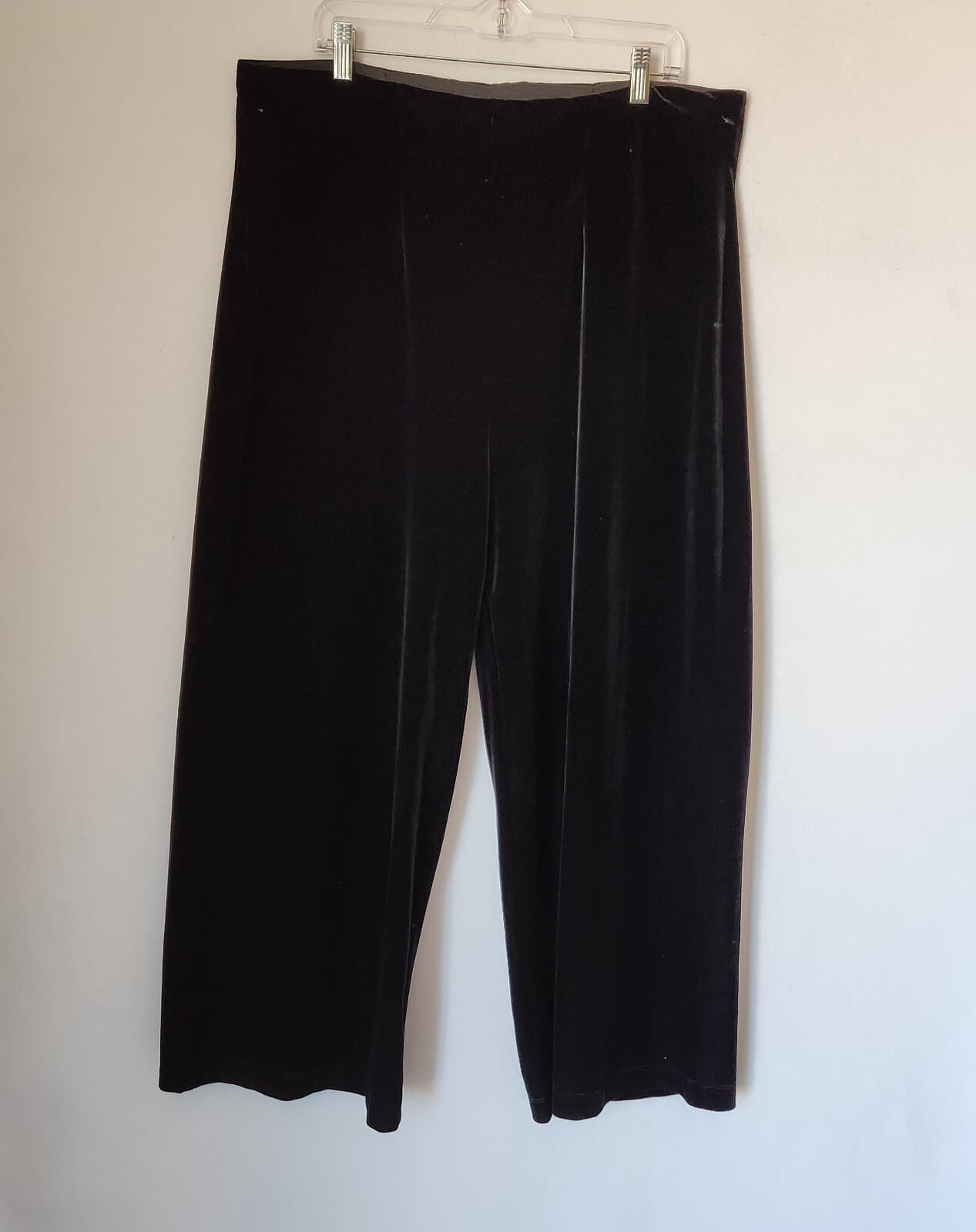 Chico's Velvet Wide-Leg Comfort Pants Pull-On Elastic-Waist Stretch Black XLP - Thumbnail 2