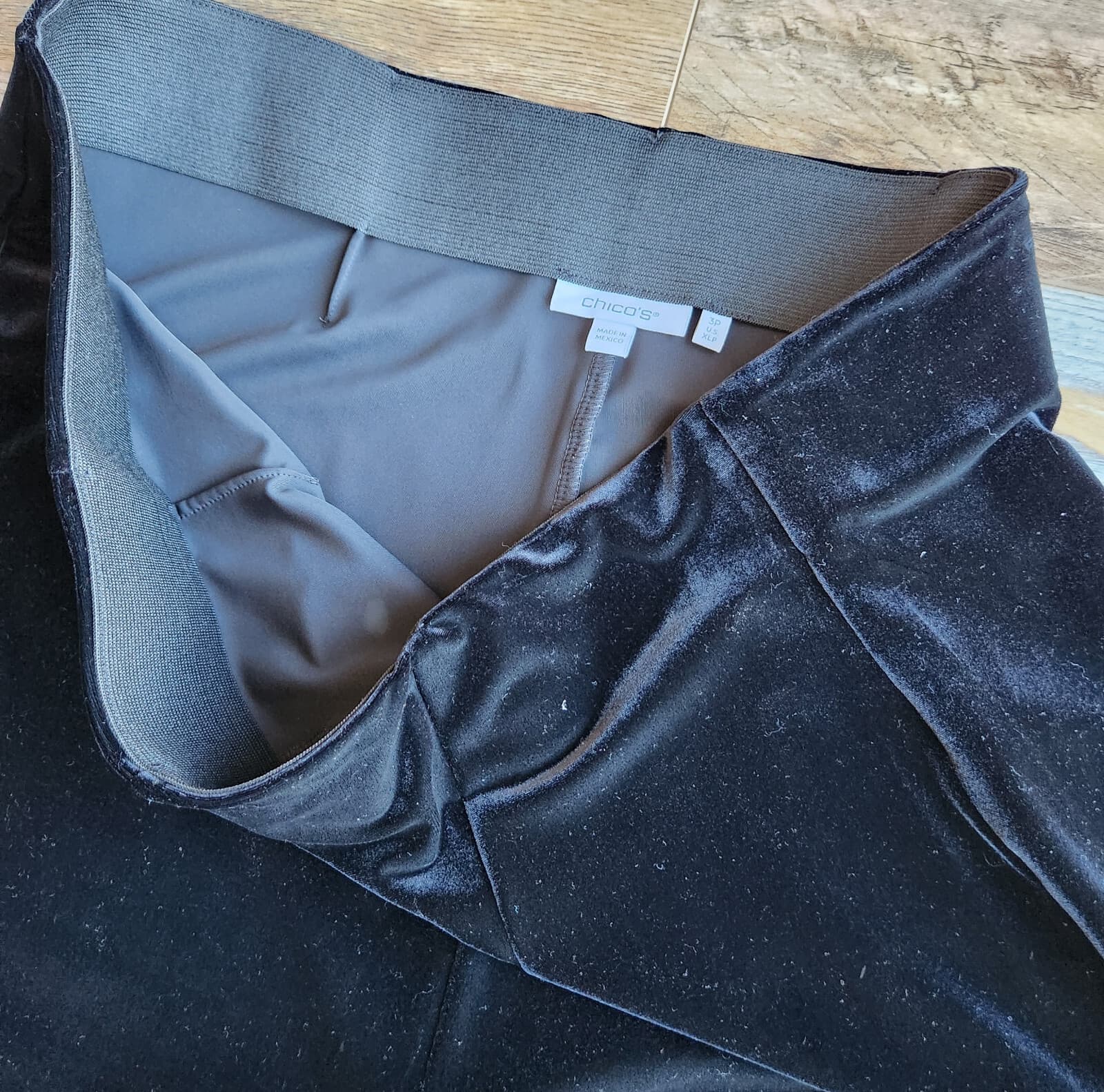 Chico's Velvet Wide-Leg Comfort Pants Pull-On Elastic-Waist Stretch Black XLP - Thumbnail 5