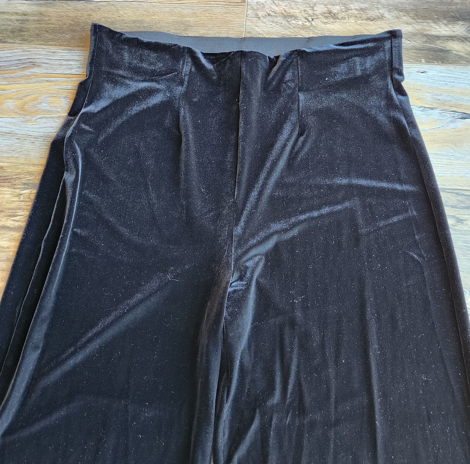 Chico's Velvet Wide-Leg Comfort Pants Pull-On Elastic-Waist Stretch Black XLP - Thumbnail 3