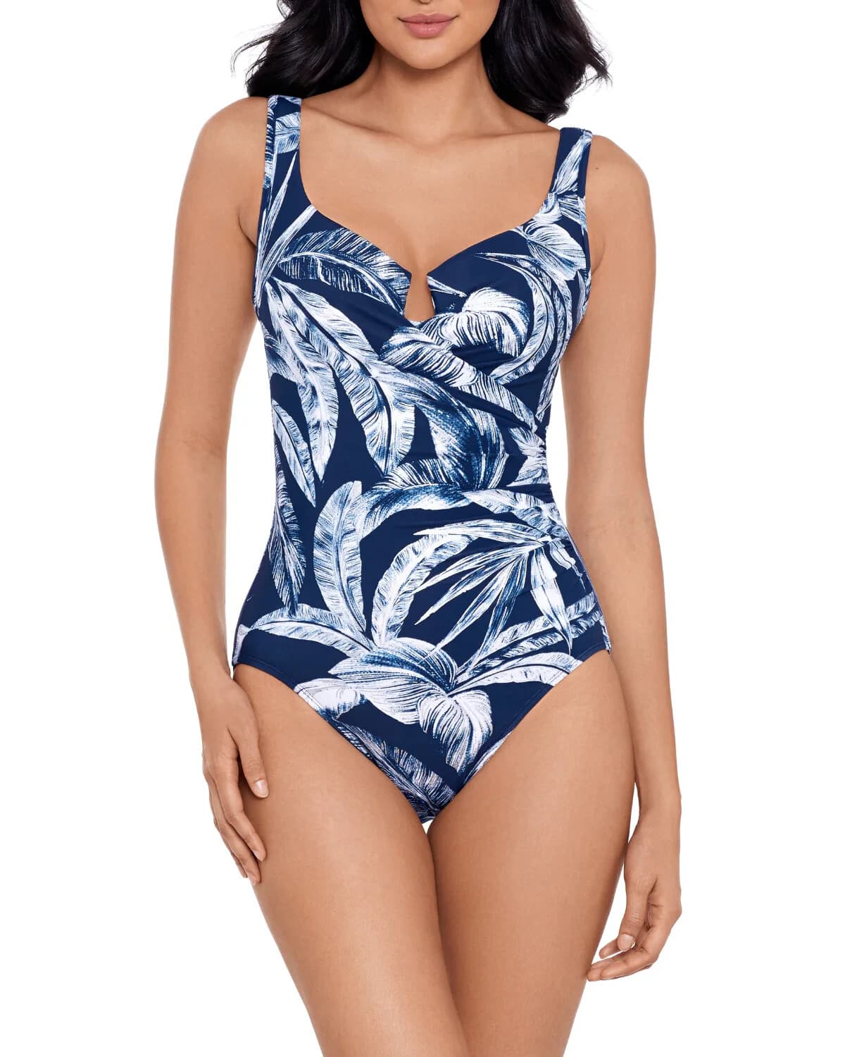 Miraclesuit Tropical Escape One Piece Swimsuit Sweetheart Neck Black White US8 - Thumbnail 5