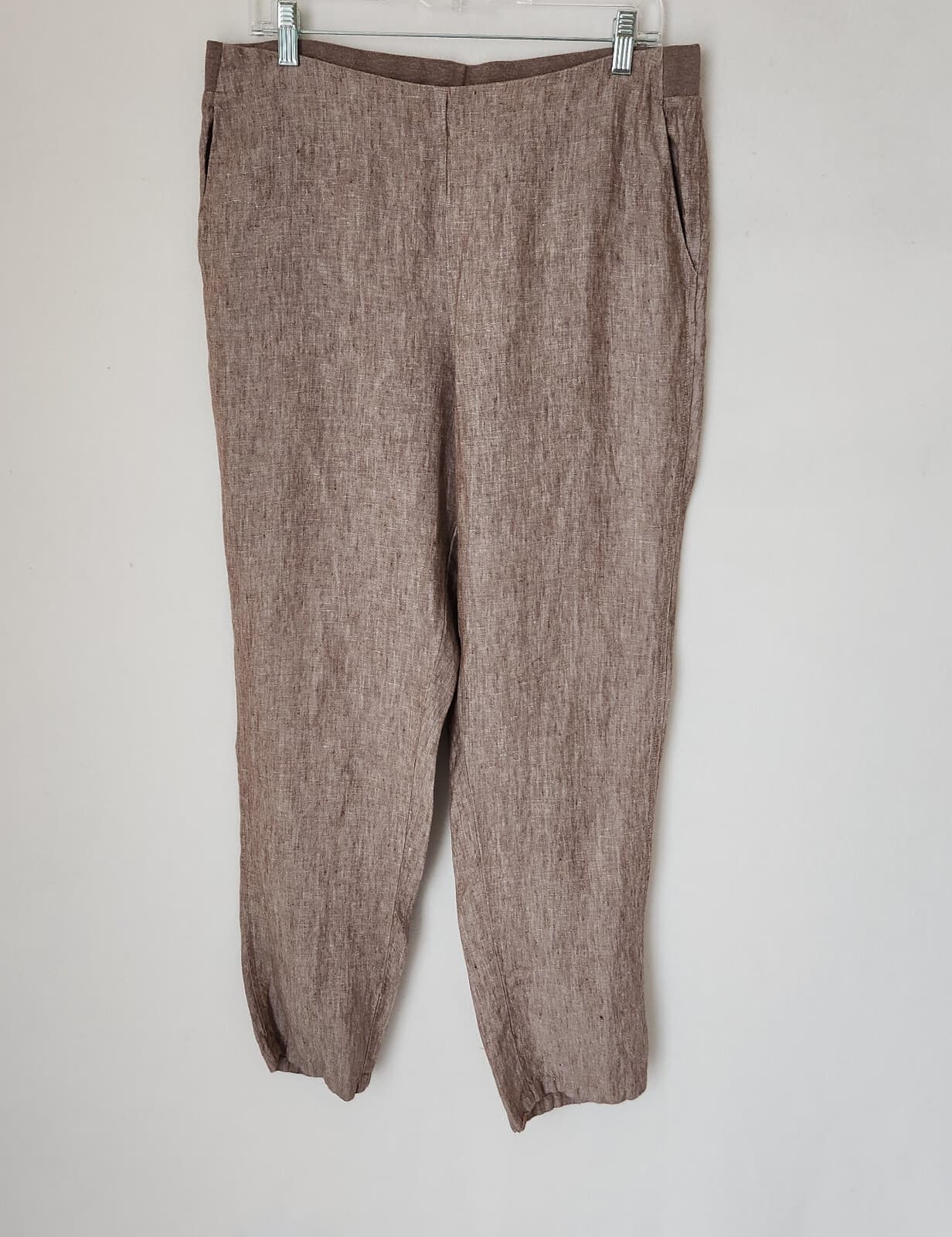 J.Jill Love Linen Pull-On Slim-Leg Pants Elastic-Waist Pocket Brown Sz.M - Thumbnail 3