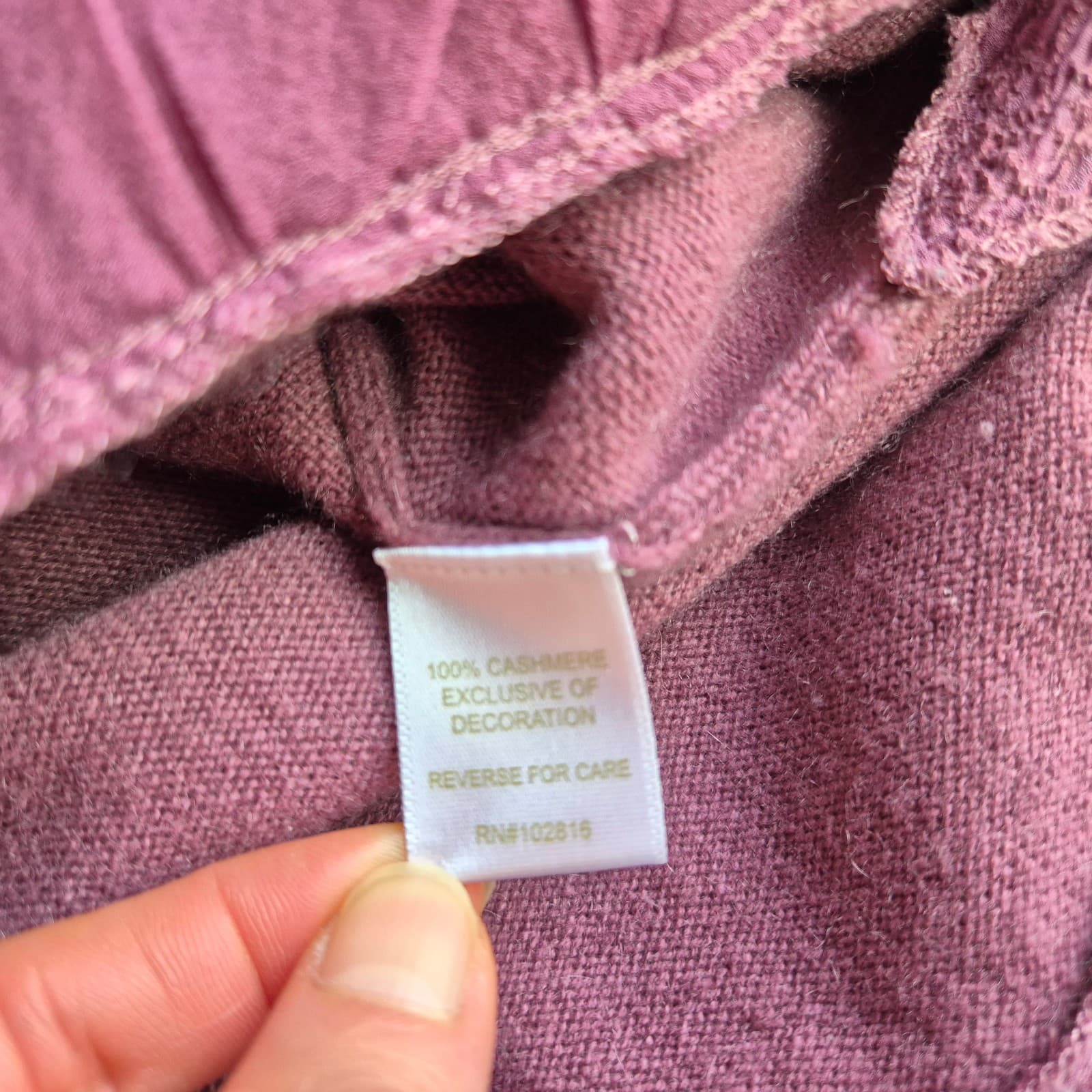 Garnet Hill Shirttail Cashmere Silk Lace Trim Sweater Crew Neck Mauve Women's L - Thumbnail 11