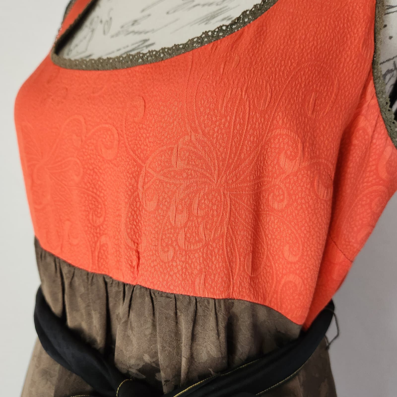 Moulinette Soeurs Anthropologie Silk Imprinted Colorblock Dress Tie-Waist Sz.6 - Thumbnail 5